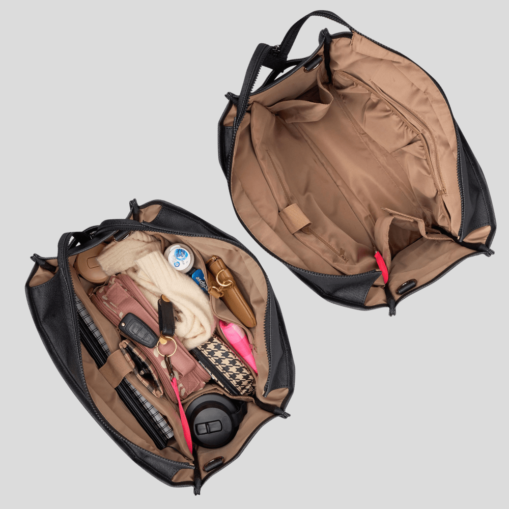 Large Bon Vivant Structured Tote Bag in Chocolate Houndstooth Print - Perfect for Work, Travel & Everyday Use