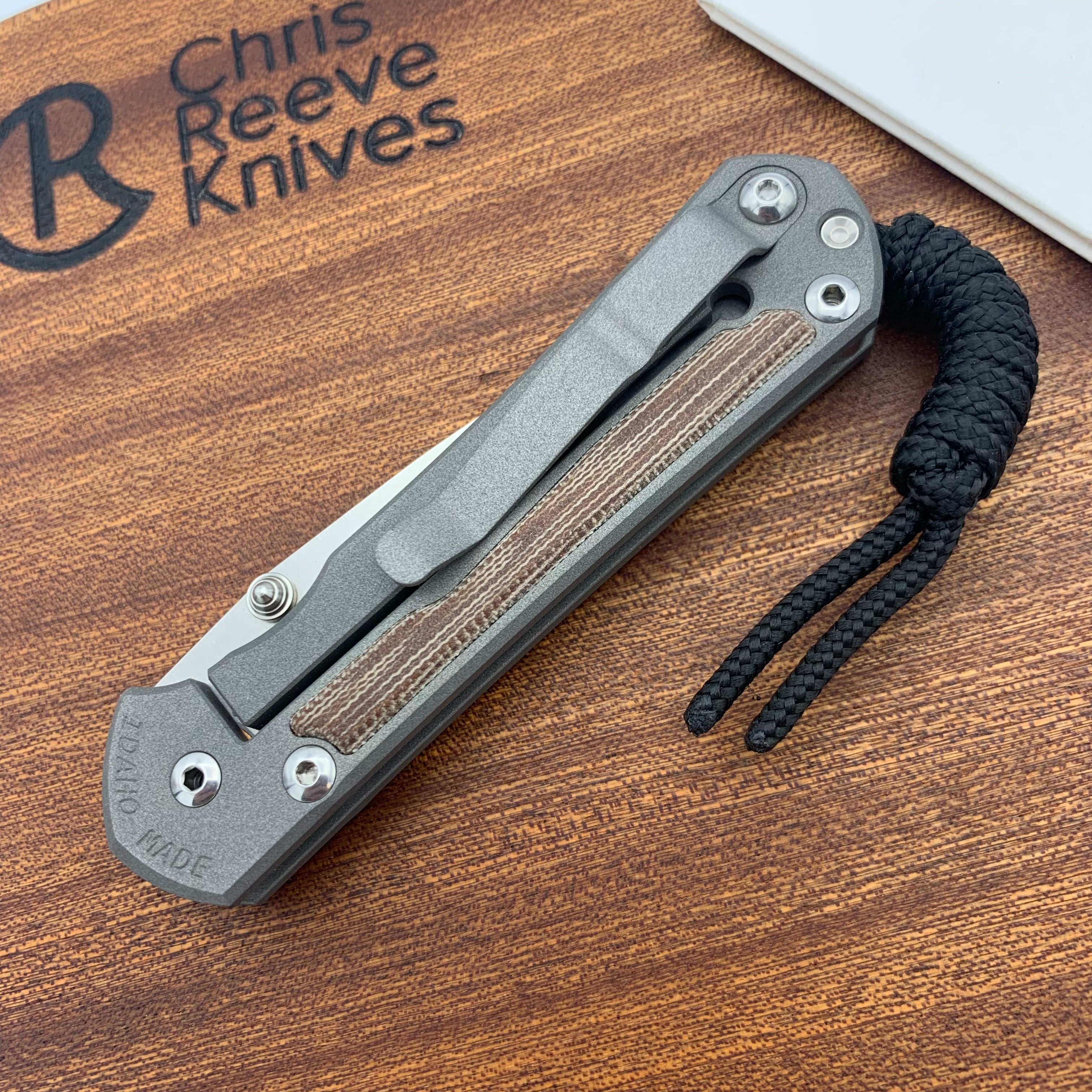 Chris Reeve Knives Small Sebenza 31 Drop Point Folding Knife with Double Silver Lug & Natural Canvas Micarta Inlays - EDC, Outdoor, Camping, Hunting, Survival Gear