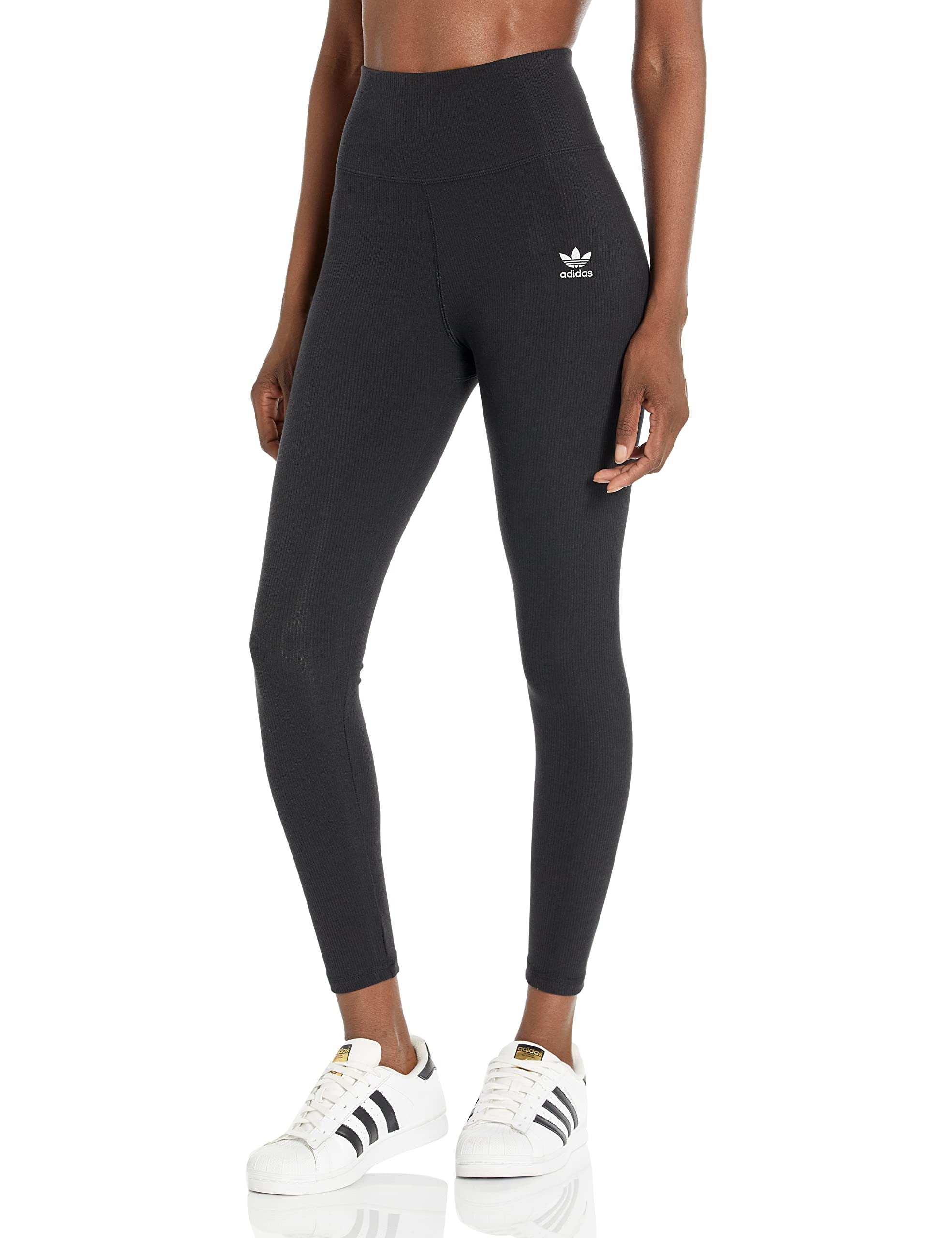 Adidas Originals Women's Adicolor Essentials Ribbed Full-Length Leggings | High-Waisted Yoga Pants for Workout, Running & Lounge Wear