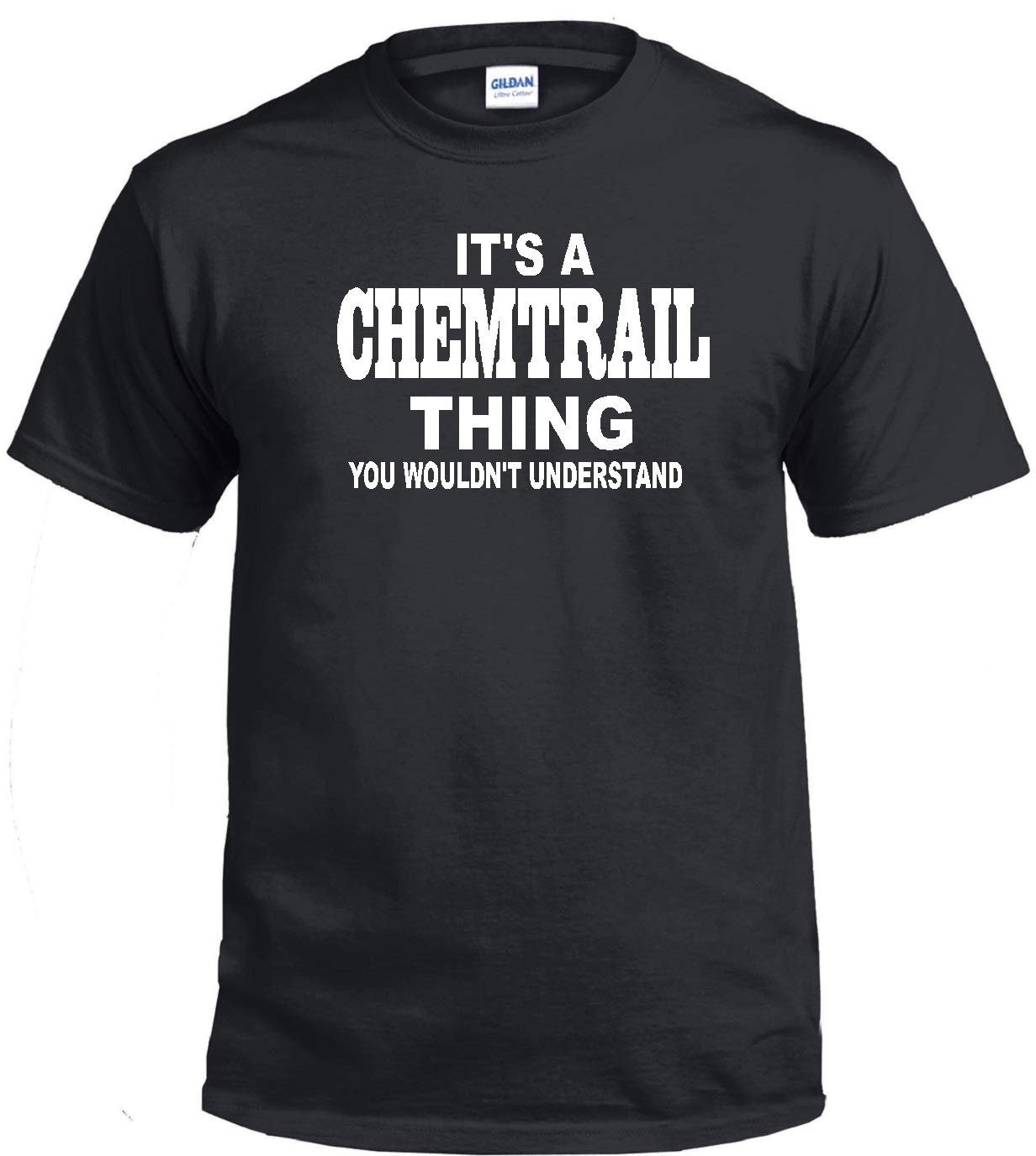 STUFF WITH ATTITUDE Chemtrail Conspiracy Theory Black T-Shirt | Funny Graphic Tee for Men & Women | Protest Shirt for Streetwear & Political Events