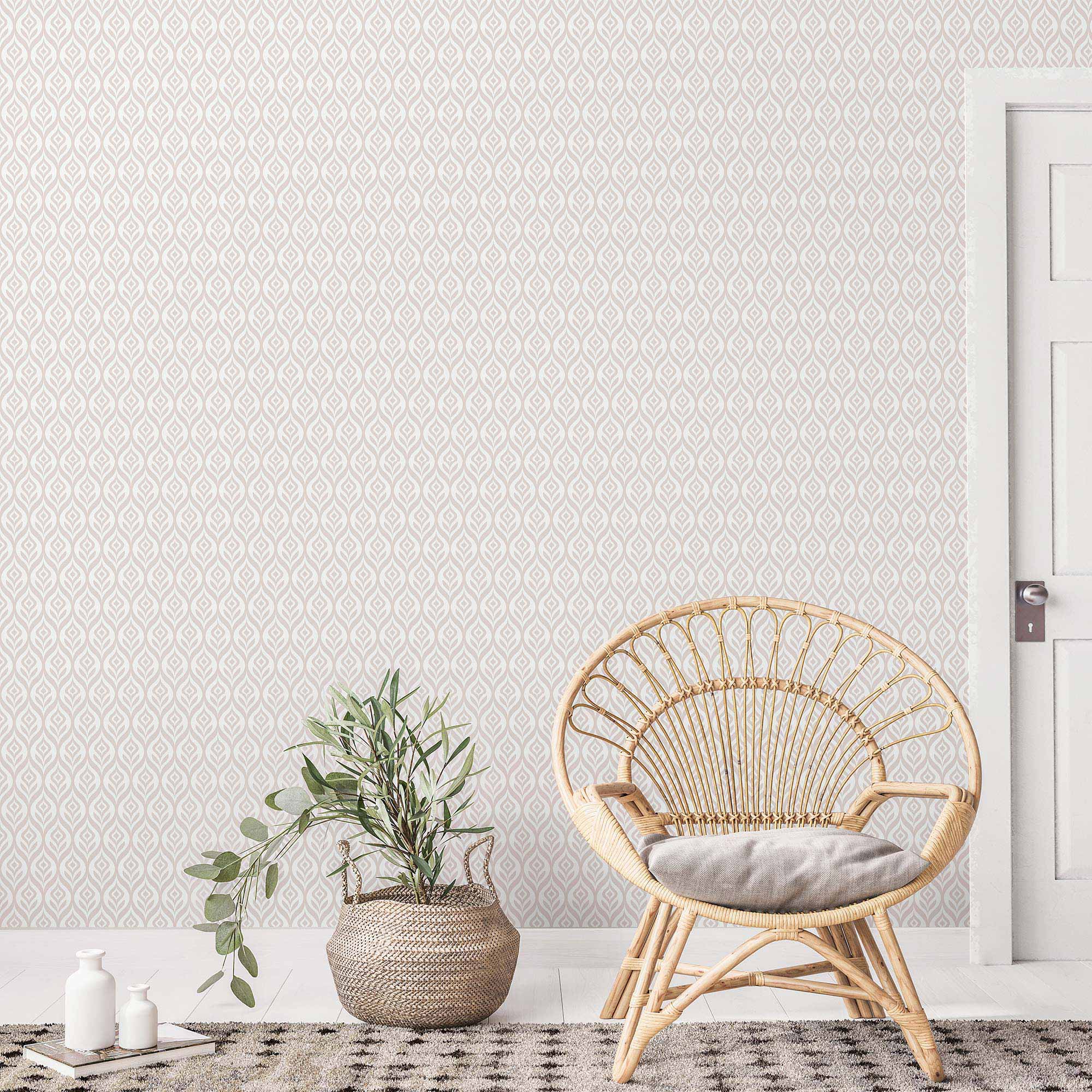 Beige Lattice Peel and Stick Removable Wallpaper - Self-Adhesive Decorative Wall Covering for Bedroom, Living Room, Office & Nursery Decor