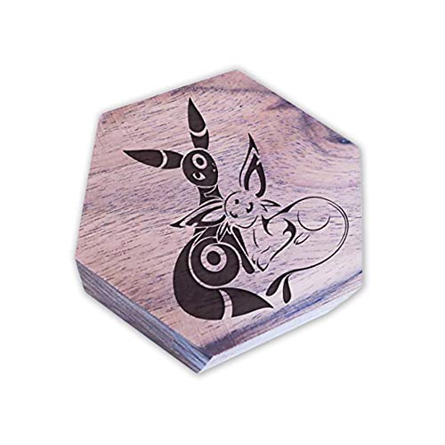 Handcrafted Wooden Umbreon Ring Box - Anime Jewelry Holder for Wedding Rings, Pikachu & Eevee Themed - Custom Engraved Pokeball Ring Bearer Box - Perfect for Proposals, Engagements & Anime-Themed Weddings