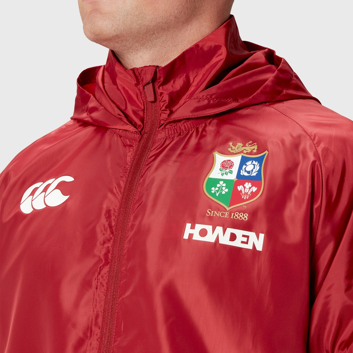 Canterbury British & Irish Lions Men's Waterproof Rain Jacket - Red Windproof Lightweight Outdoor Coat for Rugby Fans & Hiking Enthusiasts