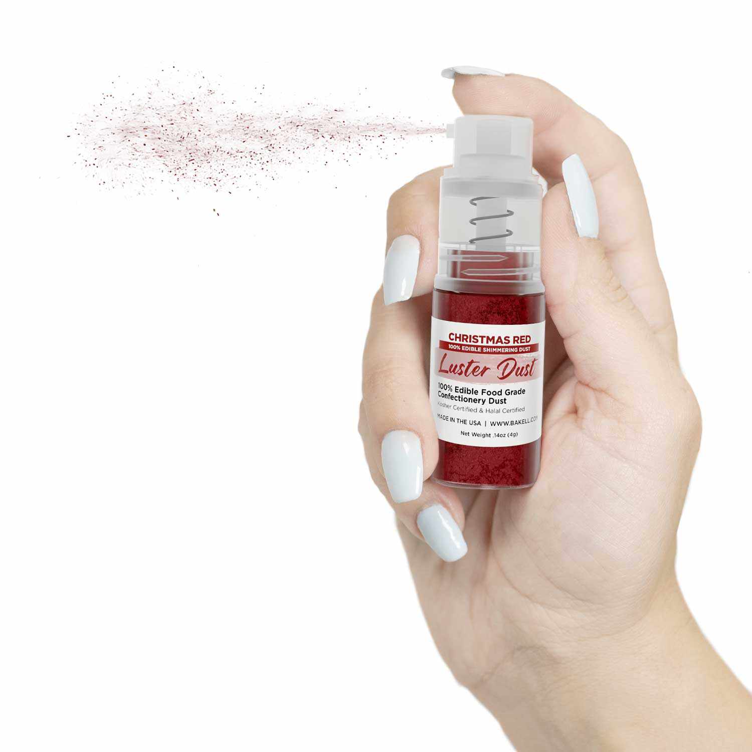 Christmas Red Luster Dust 4g Mini Pump - Edible Cake Decorating Powder for Cookies, Cupcakes & Fondant - Perfect for Holiday Baking & DIY Desserts