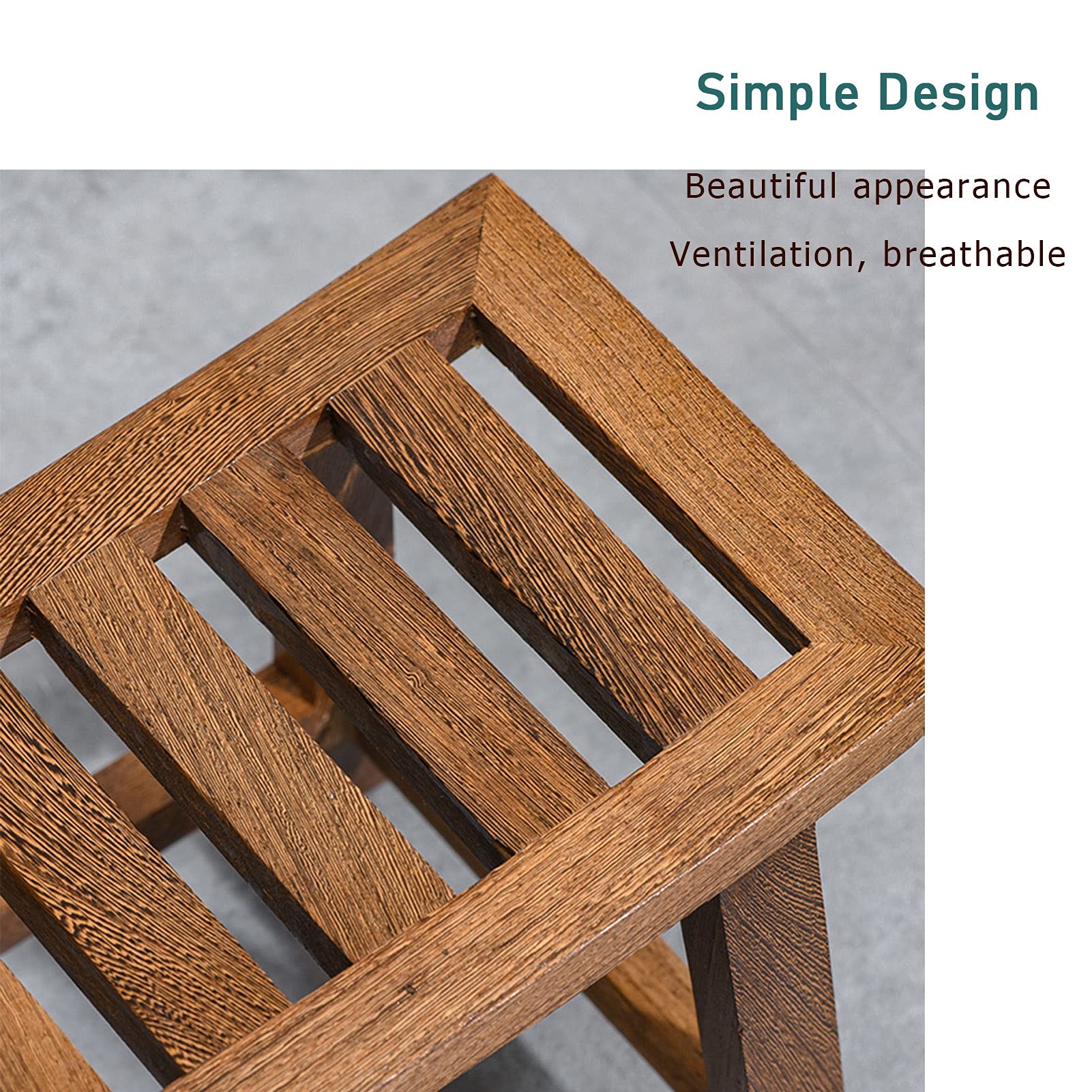 Wooden Shower Stool - Small Bathroom Bench with Curved Design, Anti-Slip Feet & Strong Bearing Capacity for Sauna, Shower, Changing Shoes | Indoor & Outdoor Use