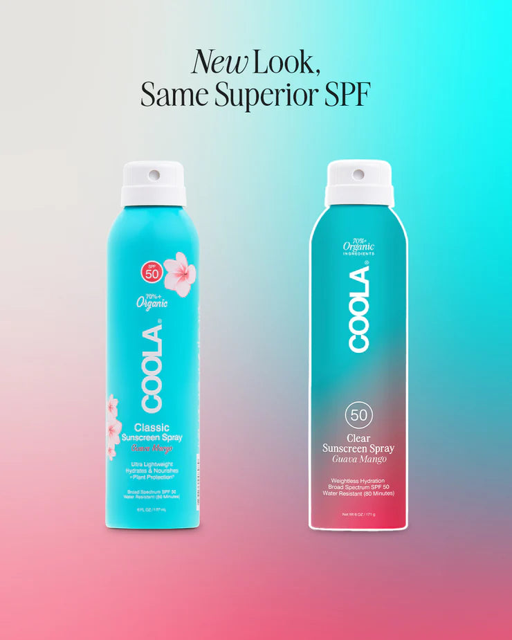 SPF 50 Clear Sunscreen Spray - Guava Mango Scented, Water-Resistant, Broad Spectrum UVA/UVB Protection for Outdoor Activities, Beach & Pool Days