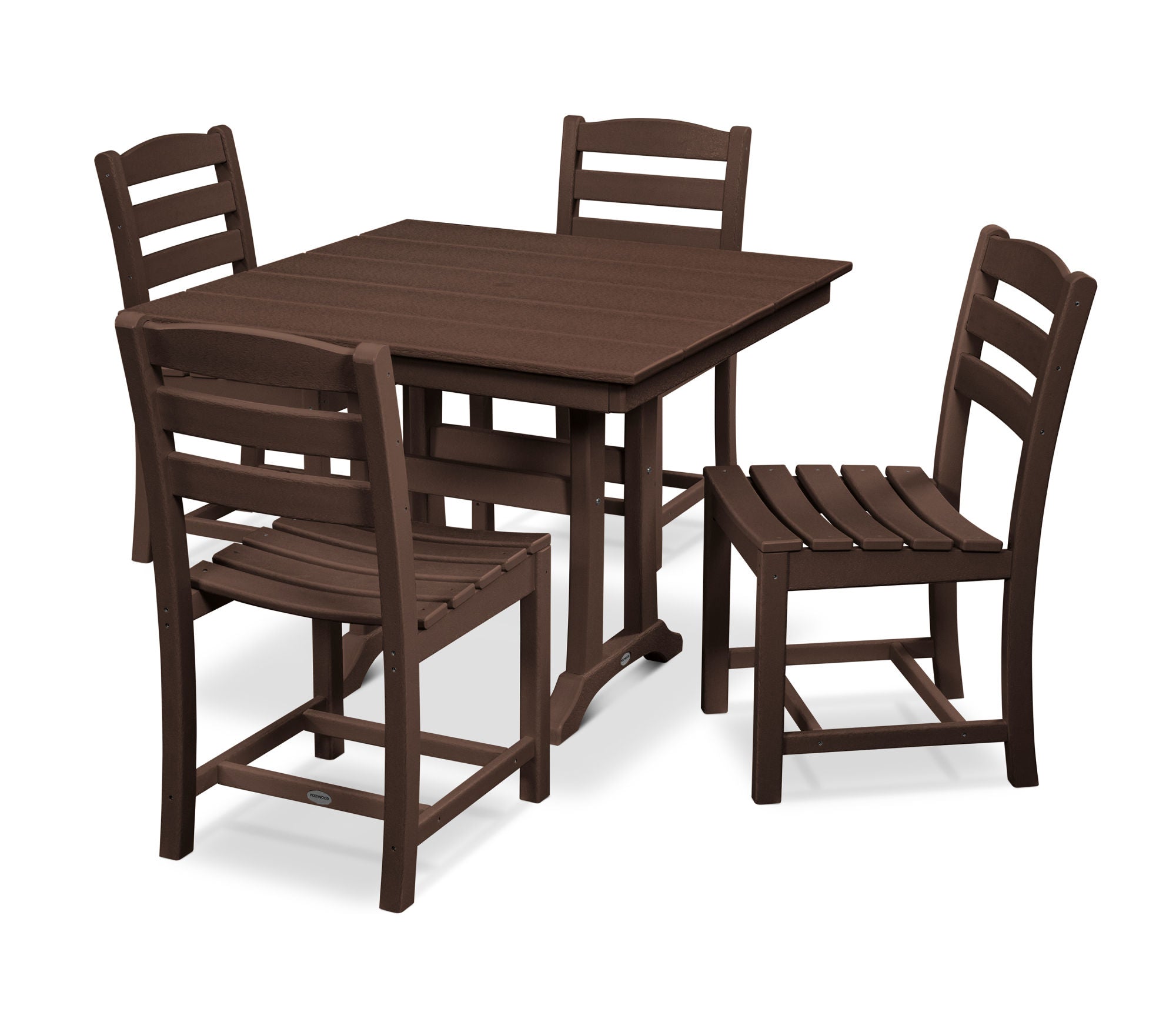 POLYWOOD La Casa Café 5-Piece Farmhouse Trestle Side Chair Dining Set - Outdoor Patio, Garden, and Backyard Furniture for Casual Dining and Entertaining