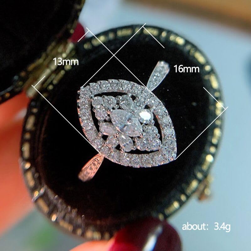 925 Sterling Silver Marquise Cut Cubic Zirconia Ring - Elegant CZ Diamond Eternity Band for Women | Engagement, Wedding, Promise & Cocktail Party Jewelry | Perfect for Anniversaries, Date Nights & Special Occasions