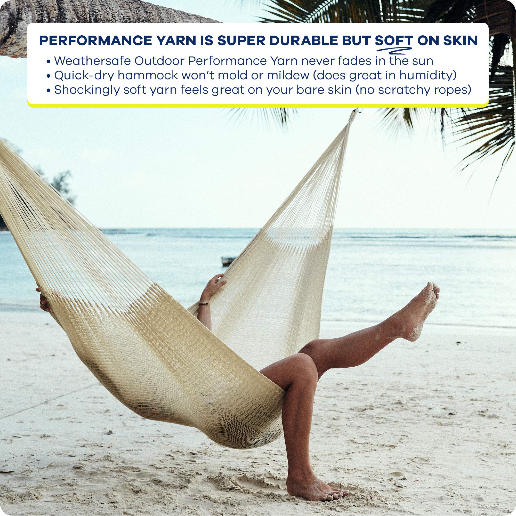 Premium Handwoven Double Hammock with Portable Stand - 400lb Capacity, Weather-Resistant & Ultra Soft - Perfect for Backyard, Beach, Camping & Travel - Yellow Leaf Hammocks (Khaki)