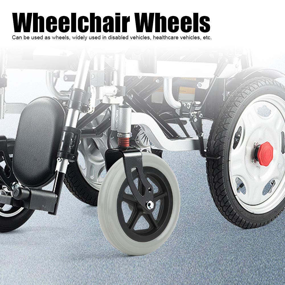 7 Inch Non-Slip Wheelchair Wheels - Durable Rubber Front Wheels for Elderly & Disabled - Wear-Resistant Replacement Wheels for Smooth Mobility (Indoor/Outdoor Use)