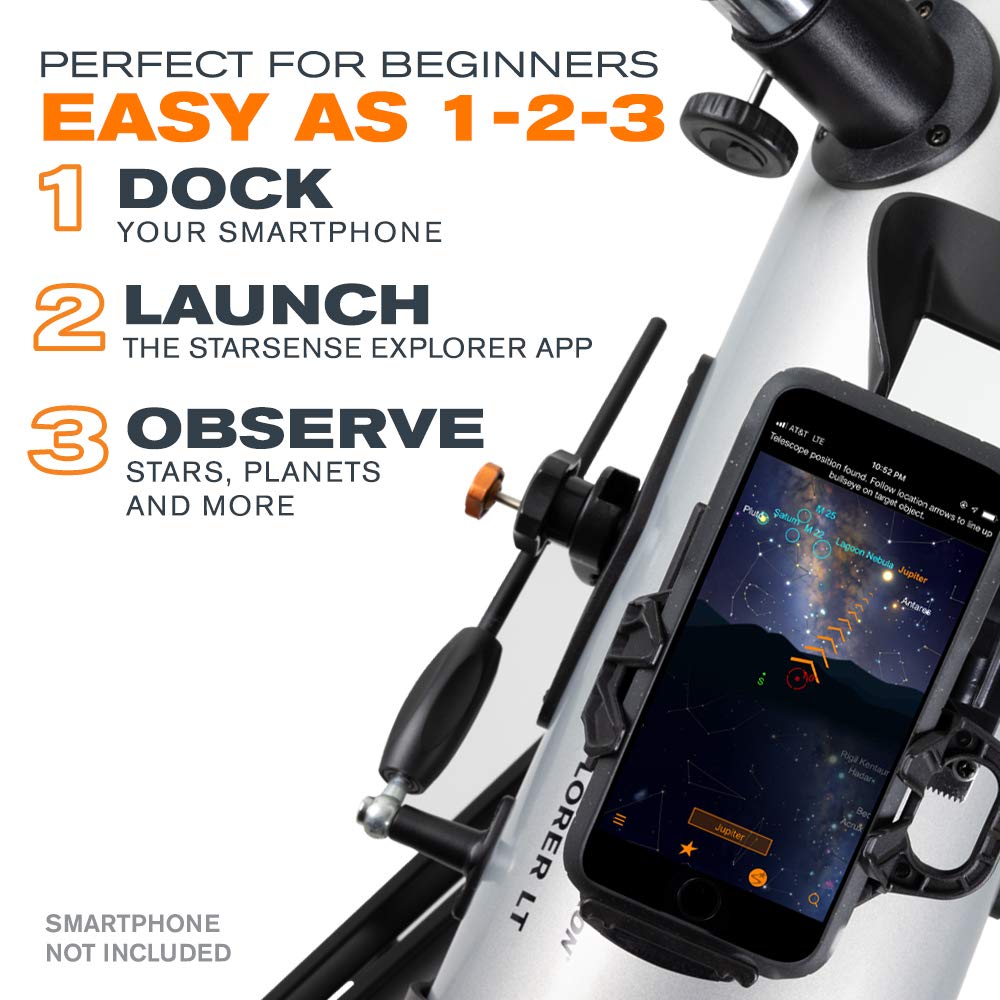 Celestron StarSense Explorer LT 114AZ Smartphone-Compatible Telescope with App – 114mm Newtonian Reflector for Stargazing – Find Stars & Planets Easily – Works with iPhone & Android – Perfect for Backyard Astronomy & Night Sky Observation