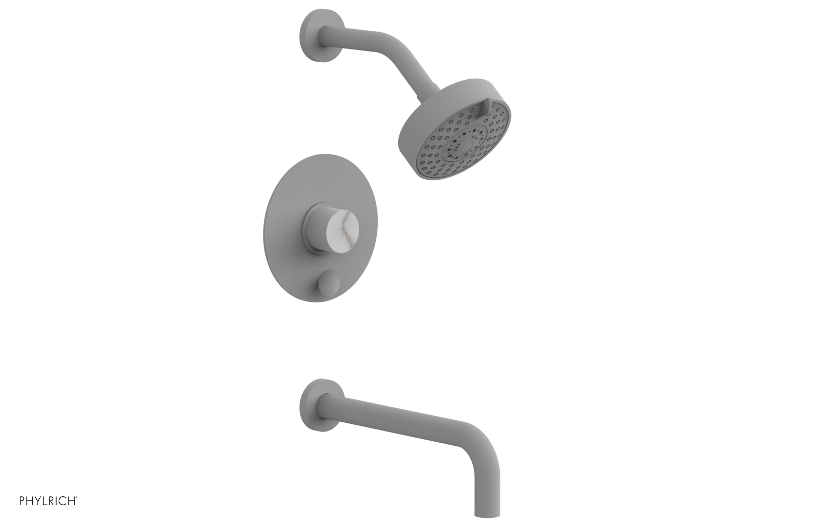 BASIC II 10 Pressure Balance Tub and Shower Set - White Marble Finish, 230 28 10 - Perfect for Bathroom Renovation & Modern Home Upgrade