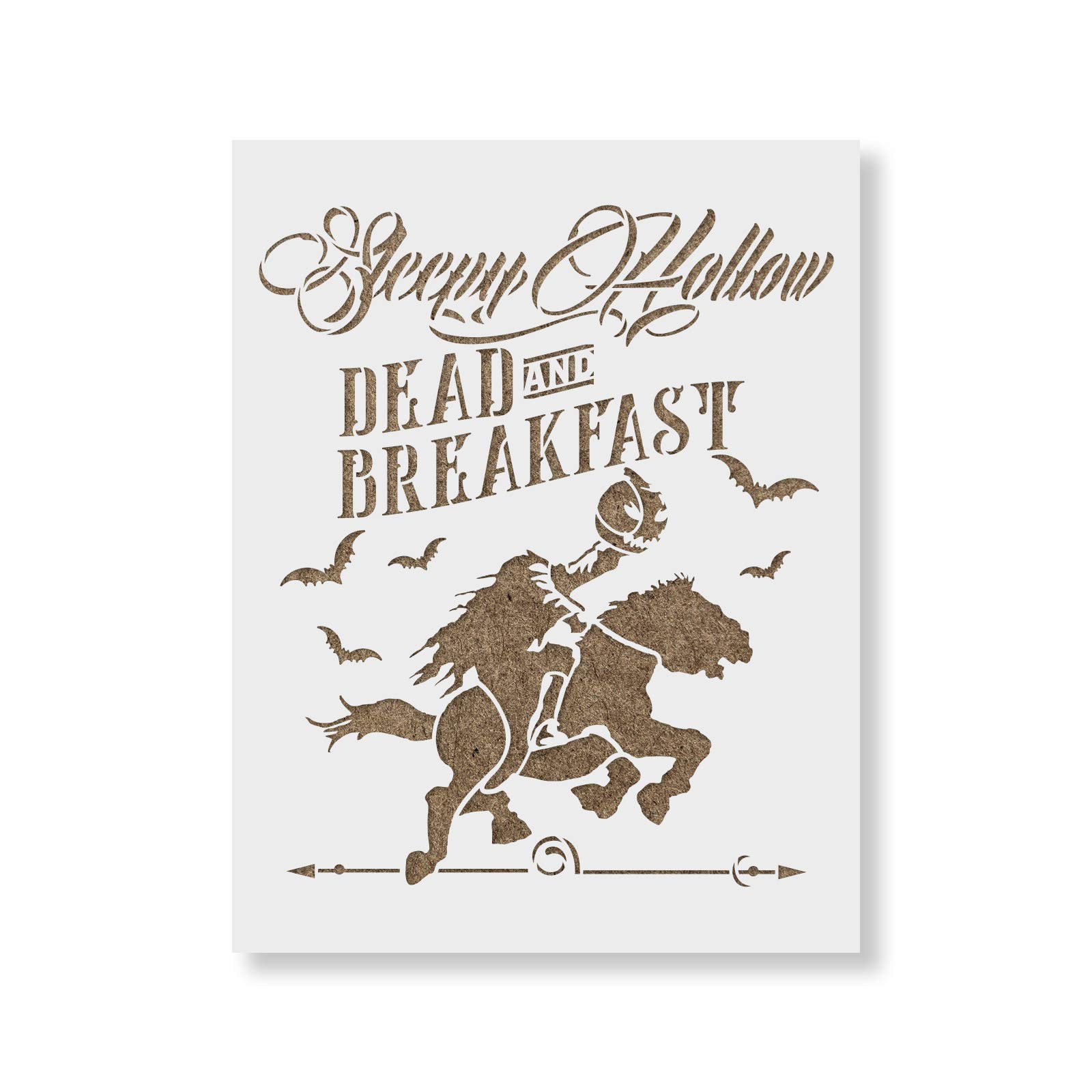Sleepy Hollow Bed & Breakfast Halloween Stencil - Premium Mylar Horror Stencils for DIY Haunted House Decor, Pumpkin Carving & Spooky Sign Making
