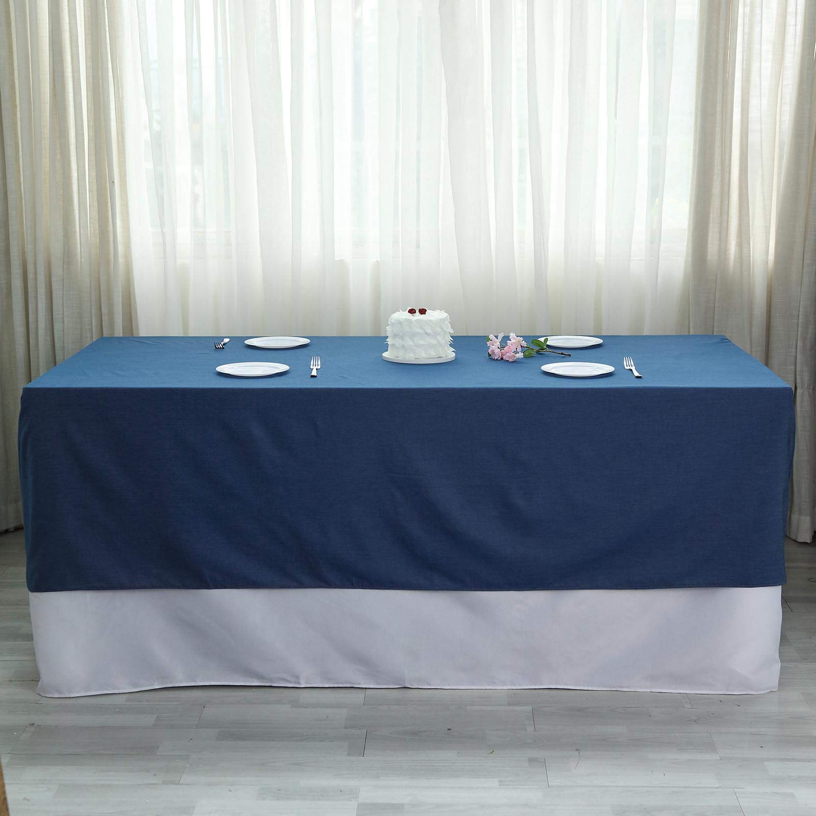 90''x156 Inch Wrinkle-Free Polyester Rectangle Tablecloth - Solid Soft Dinner Table Cover for Buffet, Wedding, Party & Events - Denim Blue - Perfect for Formal Dining, Holiday Gatherings & Restaurant Decor