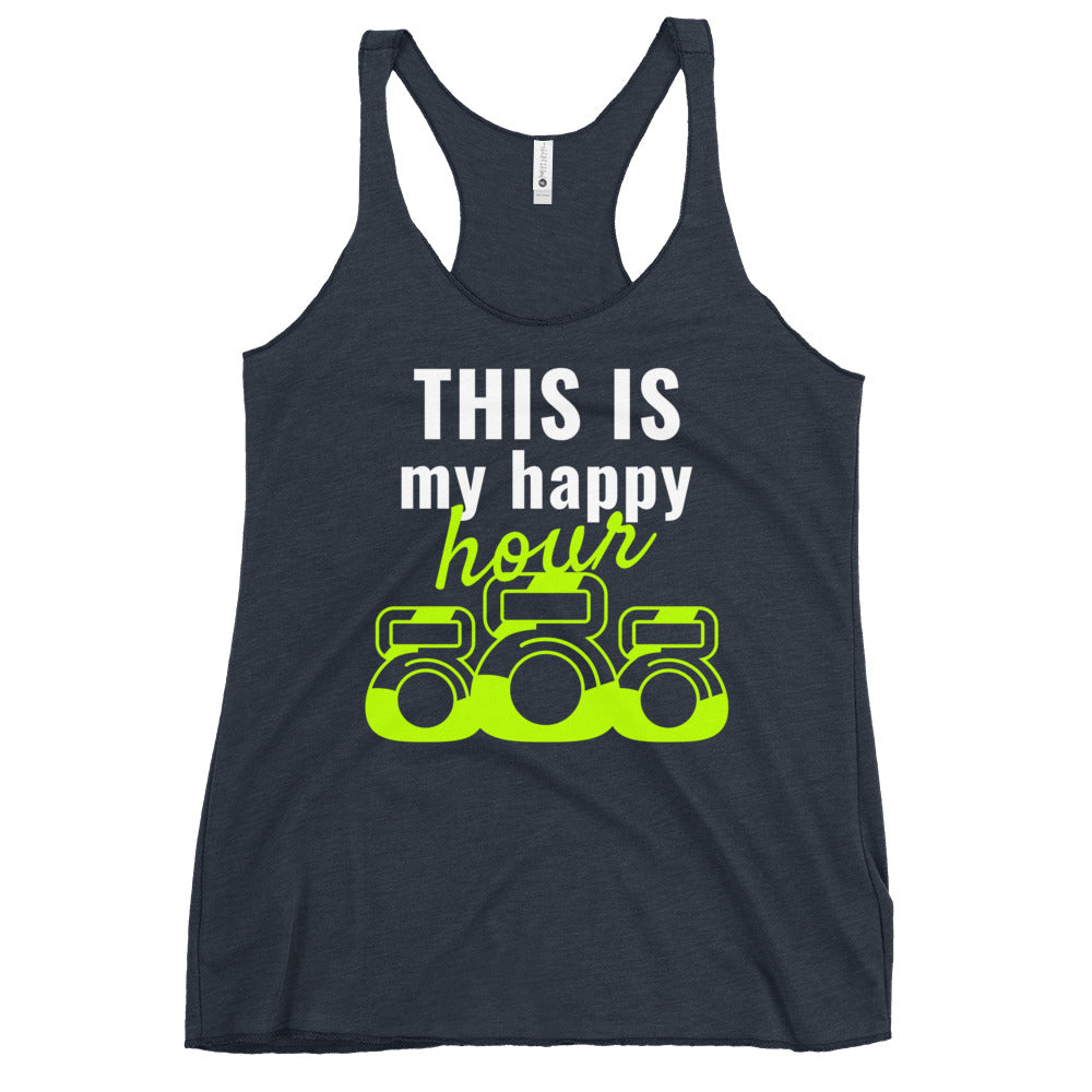 This Is My Happy Hour Women's Racerback Tank Top - Comfortable Workout & Yoga T-Shirt for Women - Perfect for Gym, Running, and Casual Wear
