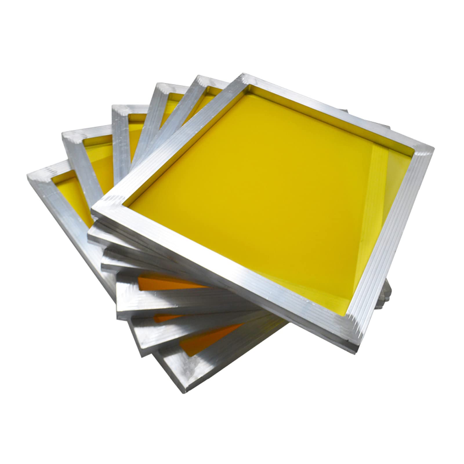 Tianiuseen 6-Pack Aluminum Pre-Stretched Silk Screen Printing Frames - 12x16 Inches with 200 Mesh 80T Yellow for DIY T-Shirt Printing, Art Projects & Sign Making