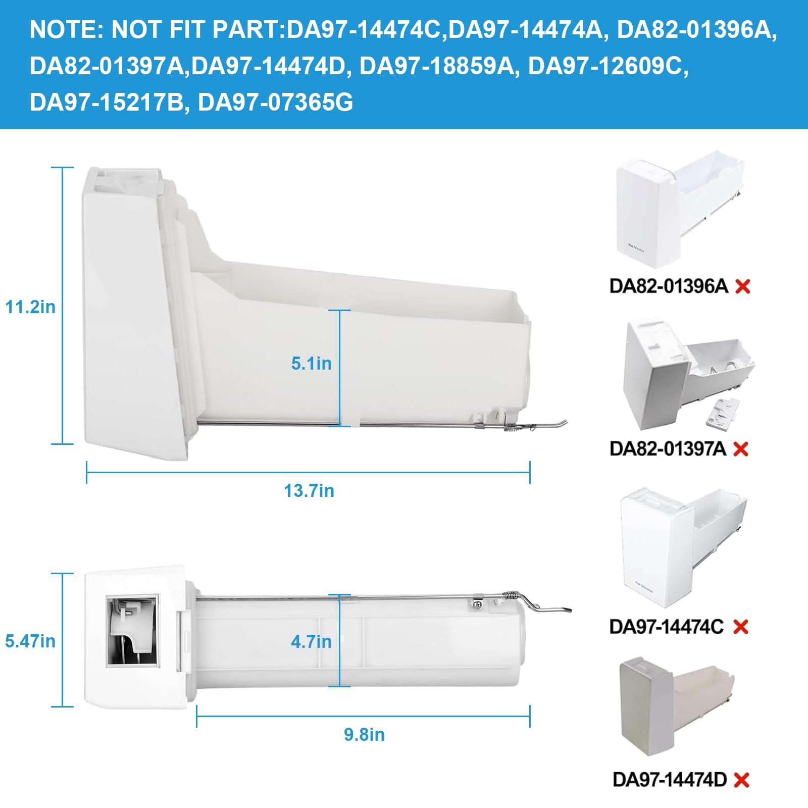 Upgraded DA97-14504C Refrigerator Ice Bucket Replacement for Samsung RF23HCEDBSR RF22KREDBSR RF23J9011SR - Ice Maker Container Tray & Auger Assembly - Perfect for Home Kitchen and Office Use