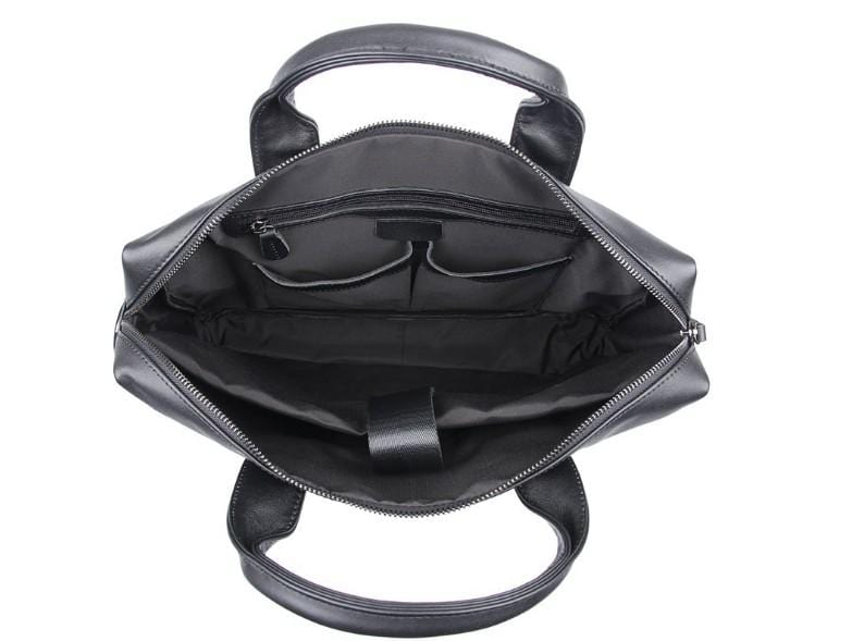 Stylish Black Leather Messenger Bag for Men - Durable Laptop Briefcase with Adjustable Strap - Perfect for Work, Travel & Business Commutes