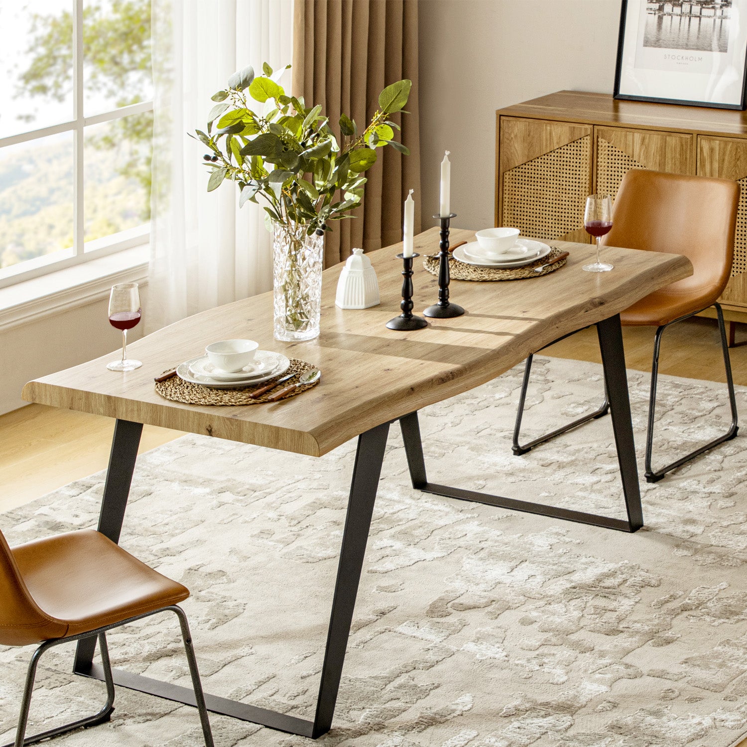63'' Modern Minimalist Dining Table - Solid Wood Kitchen Table for Small Spaces, Farmhouse & Contemporary Dining Room Decor - Perfect for Family Meals & Dinner Parties