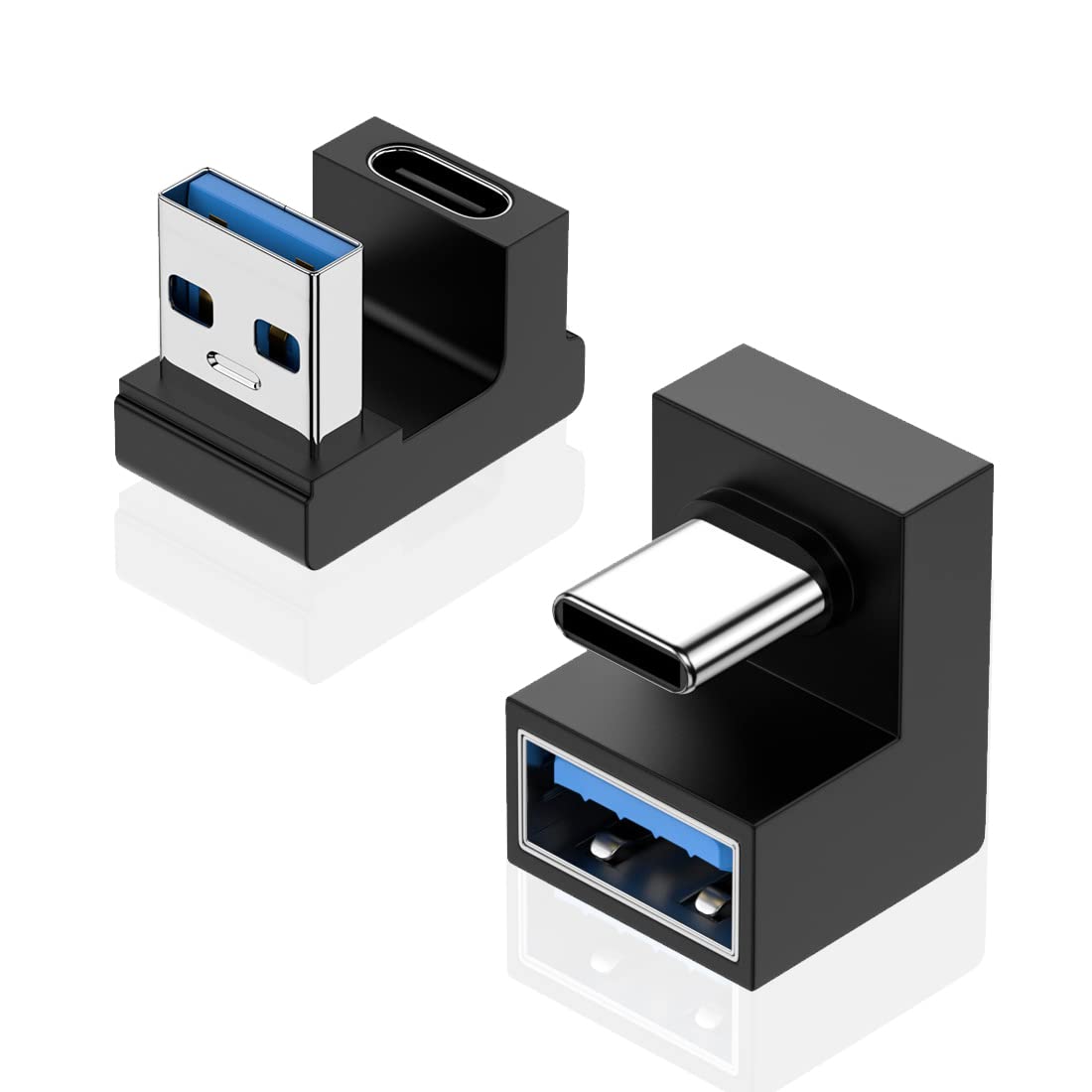 180 Degree USB A Male to USB C Female Adapter - Back Angled U-Shape Connector - Supports 10Gbps High-Speed Data Transfer - Compatible with Laptops, Phones, Tablets - Perfect for Office, Travel & Home Charging Stations