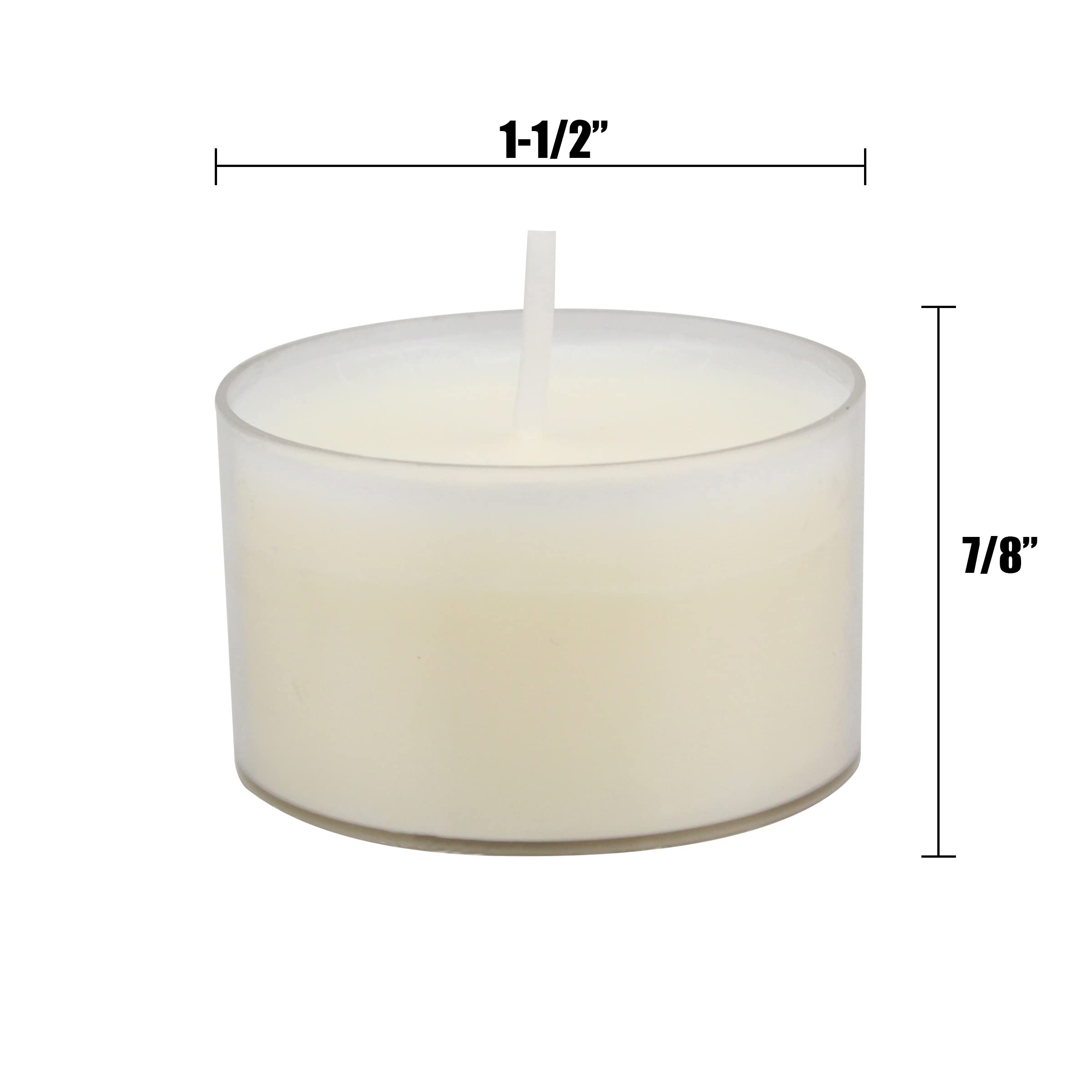 Stonebriar Bulk 96 Pack Unscented Smokeless Long-Burning Clear Tea Light Candles - 8 Hour Burn Time, White - Perfect for Weddings, Restaurants, Spa Relaxation & Home Decor