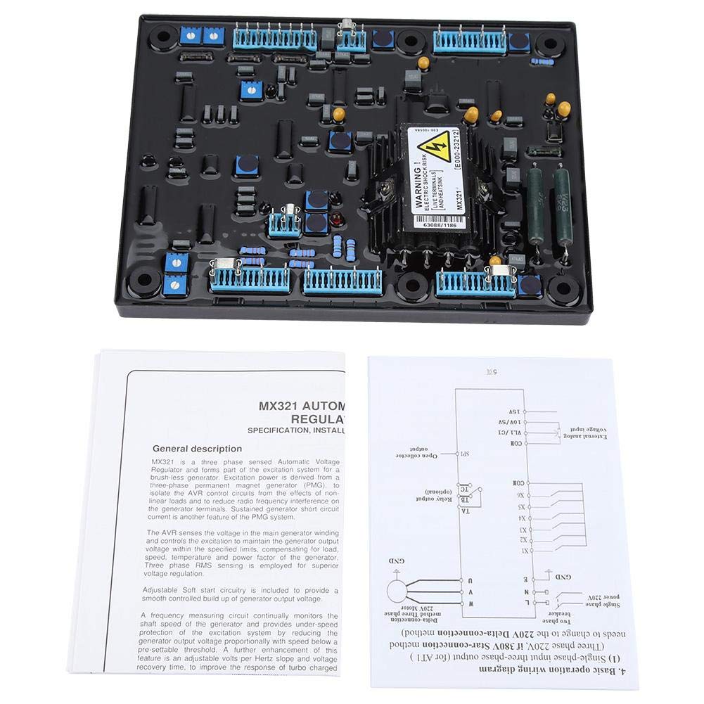 YWBL-WH MX321 AVR Voltage Regulator Controller for 3-Phase Generators 170-220VAC 3A (PMG) - Automatic Voltage Stabilizer for Gensets & Dynamos | Ideal for Power Backup, Industrial Equipment & Emergency Power Supply