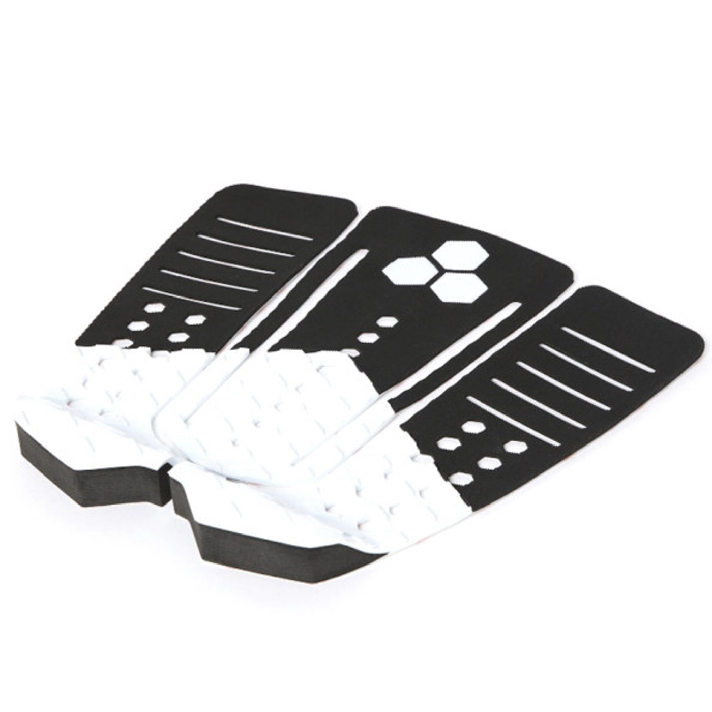 Channel Islands 50/50 Groove Traction Deck Pads - Black/White - Non-Slip Surfboard Traction Pads for Enhanced Grip & Control While Surfing