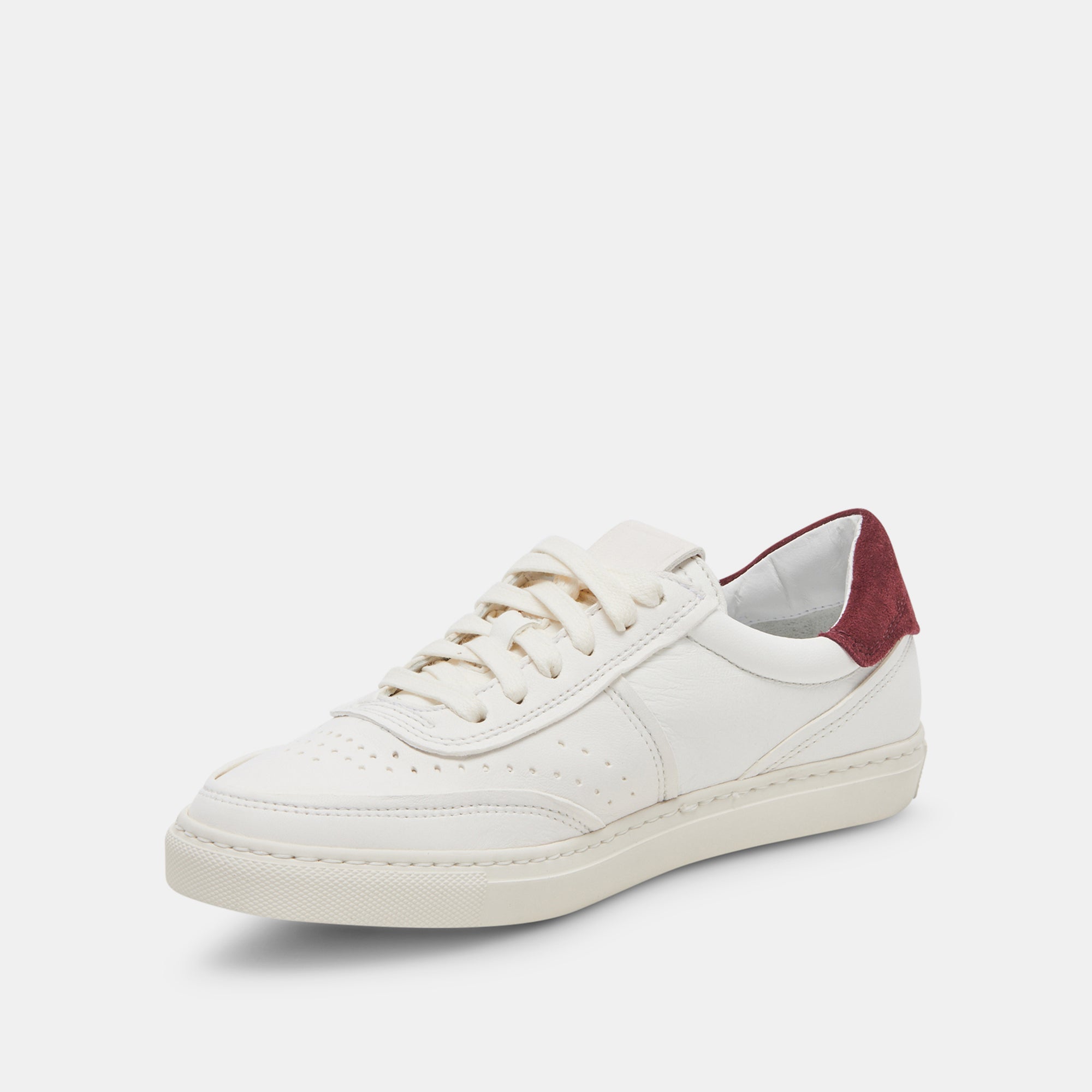 Boden White & Maroon Leather Sneakers for Women - Comfortable Casual Shoes for Walking, Running & Everyday Wear