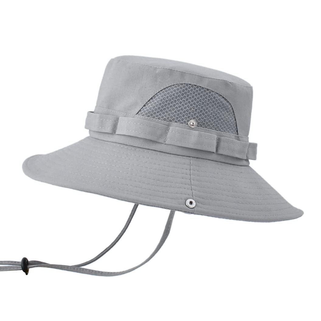 Unisex Summer Sun Visor Bucket Hat - Cotton Wide Brim Breathable Sun Hat for Outdoor Activities - Foldable Mesh Panama Boonie Cap for Beach, Hiking & Travel
