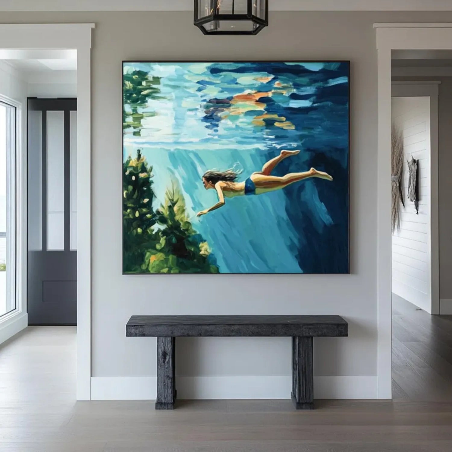 Swimming Sport Canvas Painting #SA011 - High-Quality Wall Art for Home, Office, and Poolside Decor