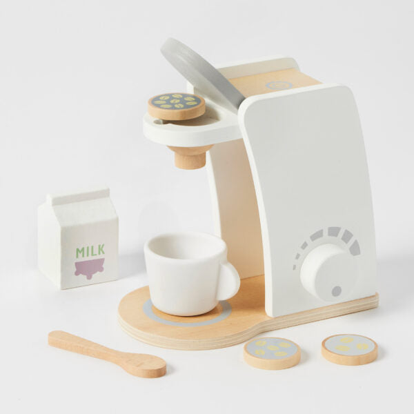 Wooden Coffee Machine Play Set for Kids - Pretend Play Toy Barista Espresso Maker with Accessories - Perfect for Imaginative Play & Role-Playing Games
