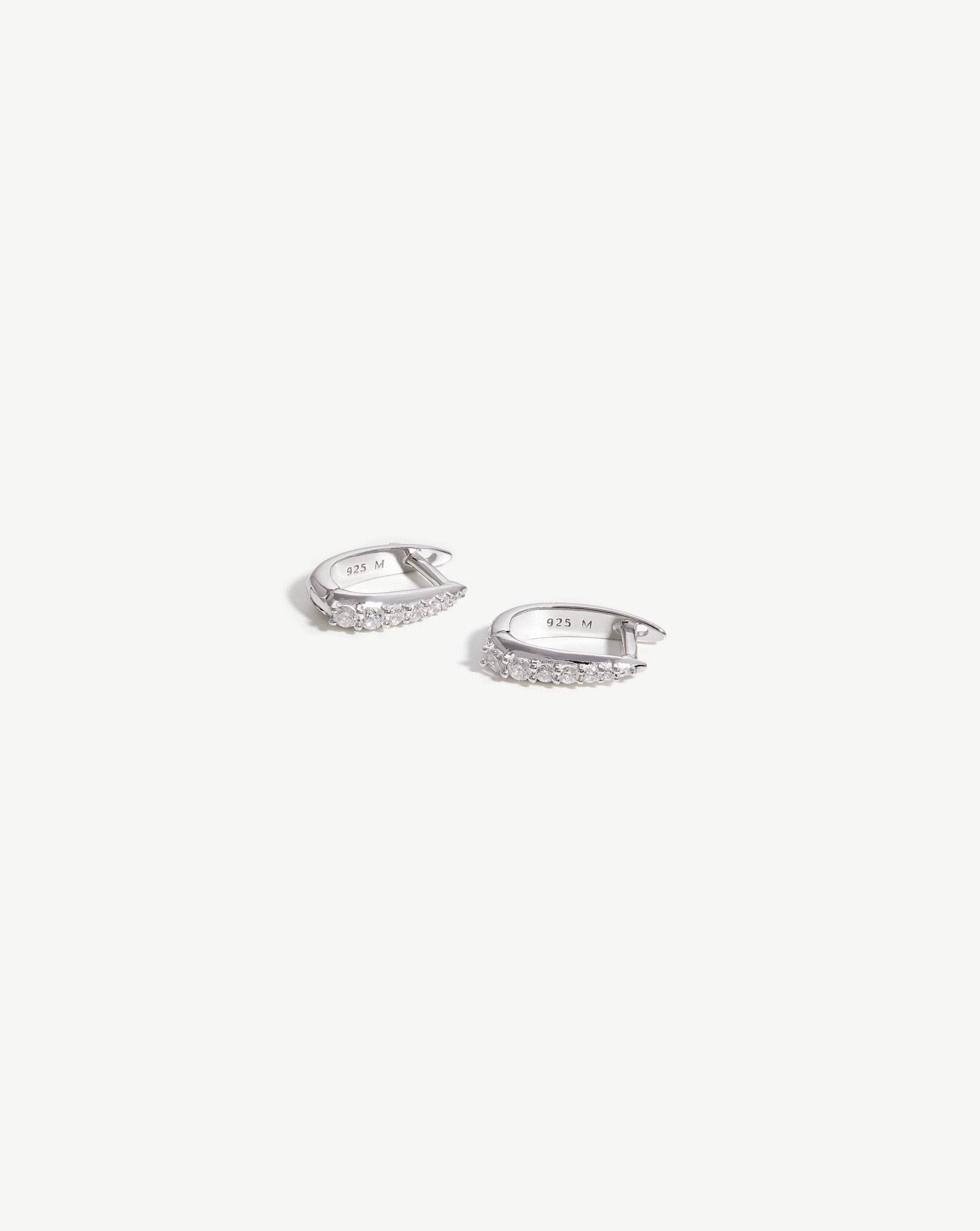 Sterling Silver Claw Huggie Earrings with Pavé Crystals - Elegant & Dainty Hoops for Everyday Wear, Parties & Special Occasions