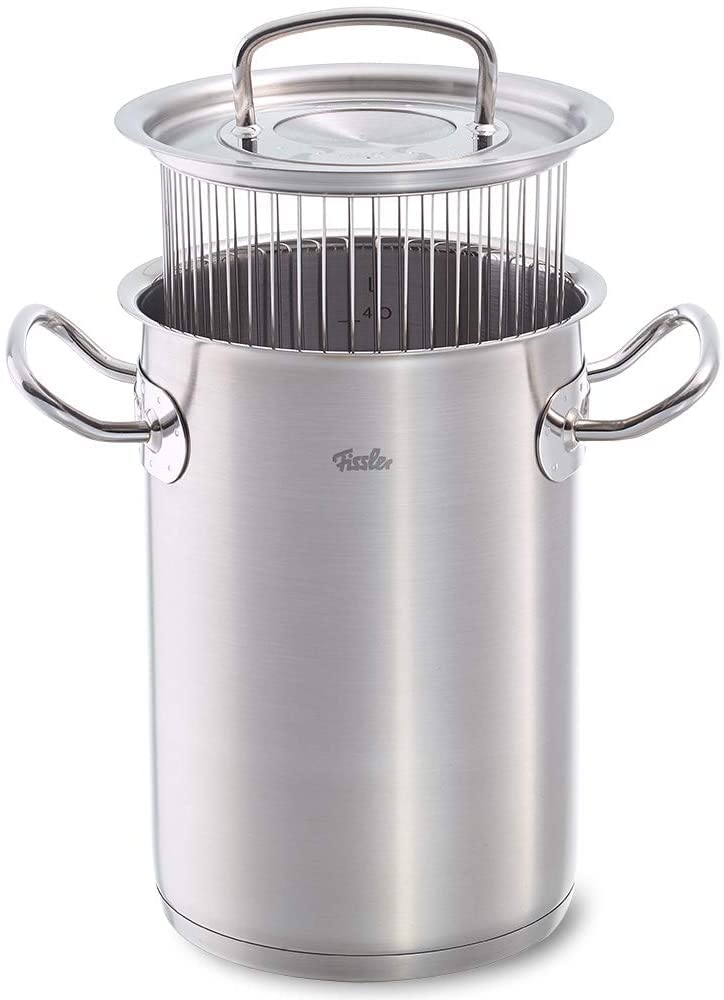 Fissler Original-Profi Collection 2019 5 Quart Stainless Steel Asparagus Pot with Lid - Perfect for Cooking, Steaming & Serving Asparagus, Vegetables & Seafood at Home