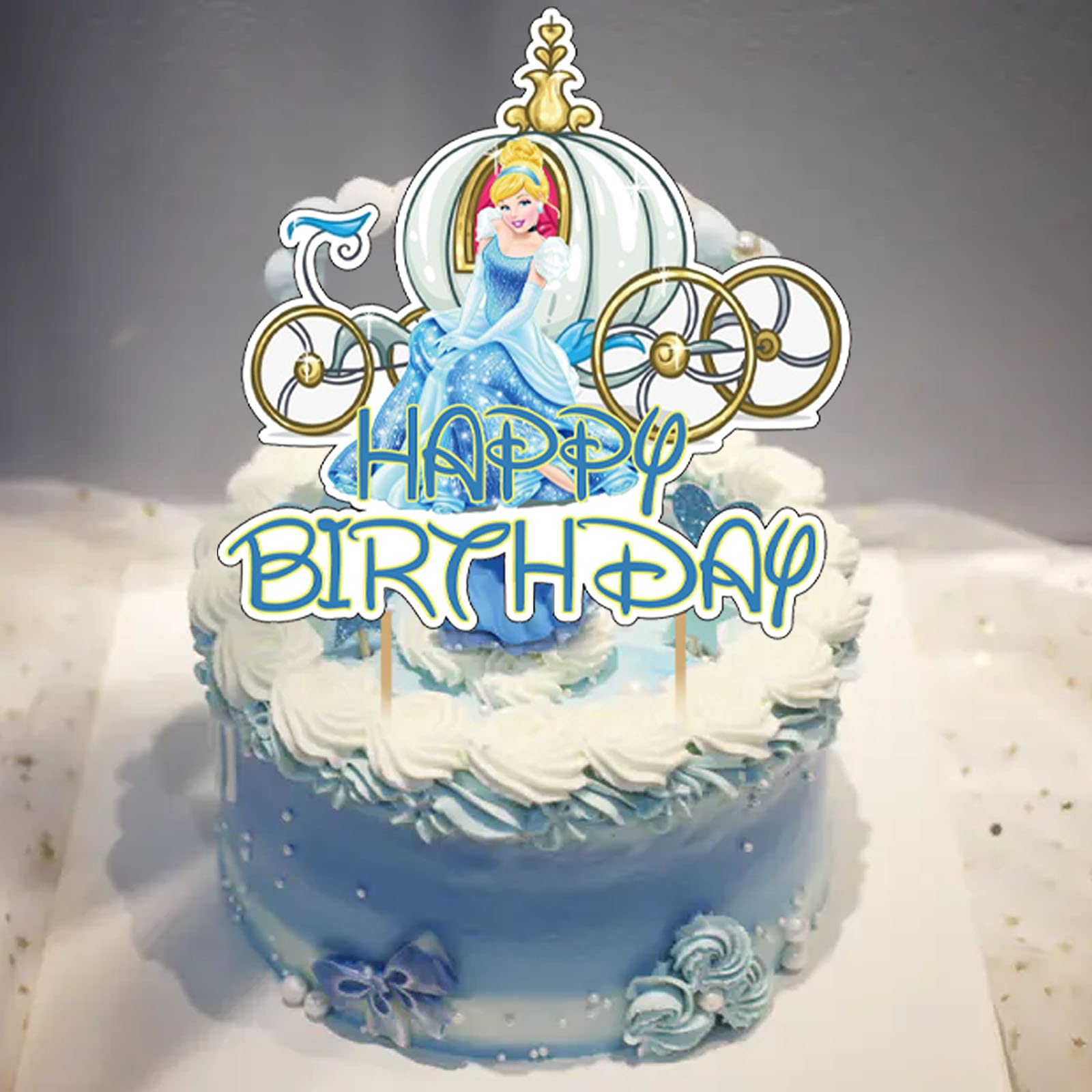 UINKI Cinderella Birthday Party Decorations Set - Princess Balloons, Banner, Cake Toppers & Swirls for Kids Fairy Tale Theme Party | Perfect for Birthday Celebrations, Baby Showers & Princess-Themed Events