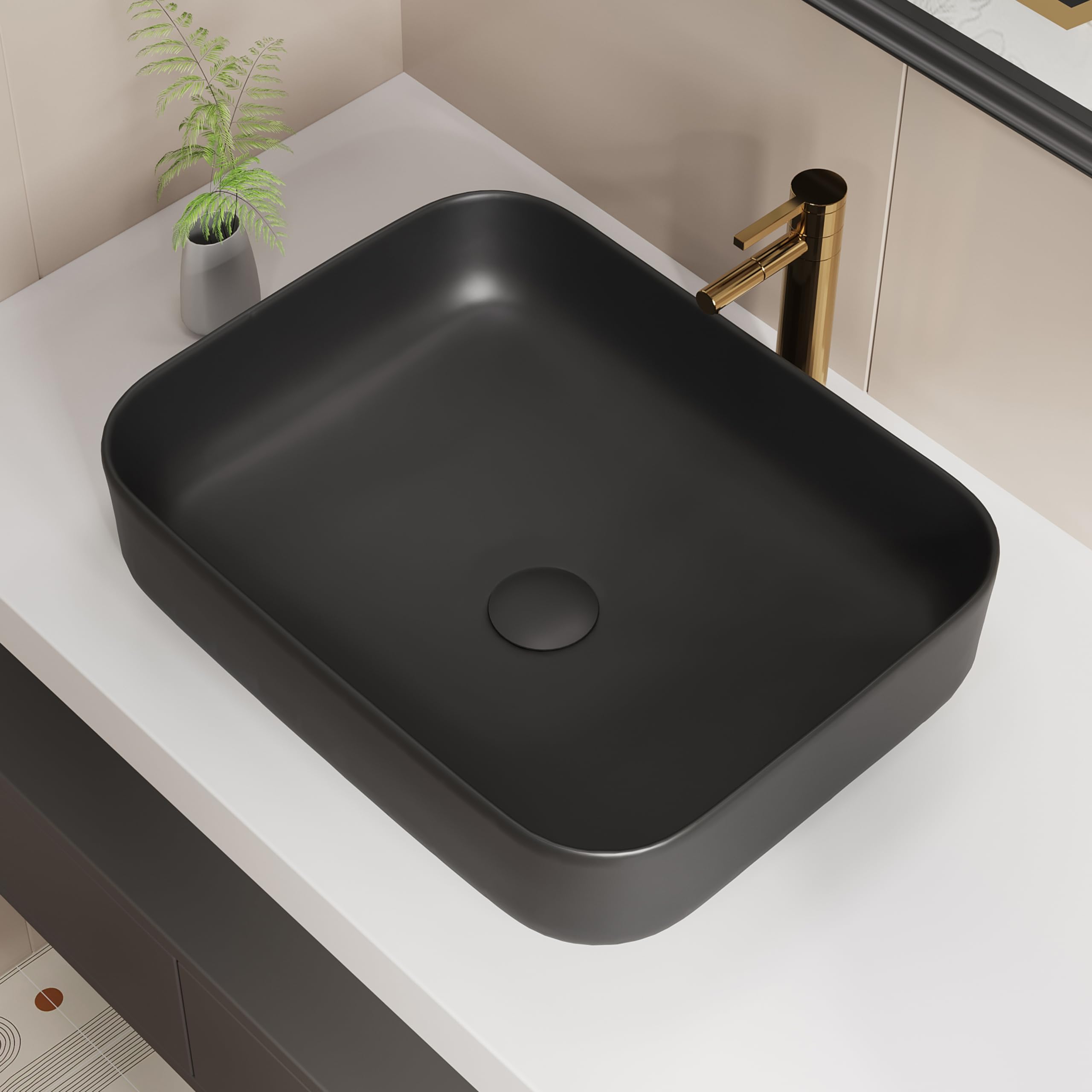 ELLAI Black Ceramic Vessel Sink 19.7