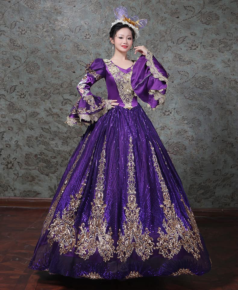 Victorian Renaissance Queen Dress for Women - Elegant Long Rococo Masquerade Ball Gown | Perfect for Cosplay, Halloween, Themed Parties & Historical Reenactments