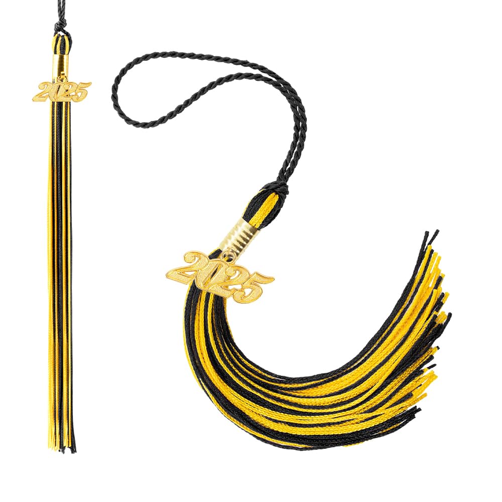 **2025 Graduation Tassel – 2 Pack Black & Gold Tassels with 2025 Charm for Graduation Cap, Hat, Party & Ceremony Decorations – Perfect for High School & College Graduation Celebrations**