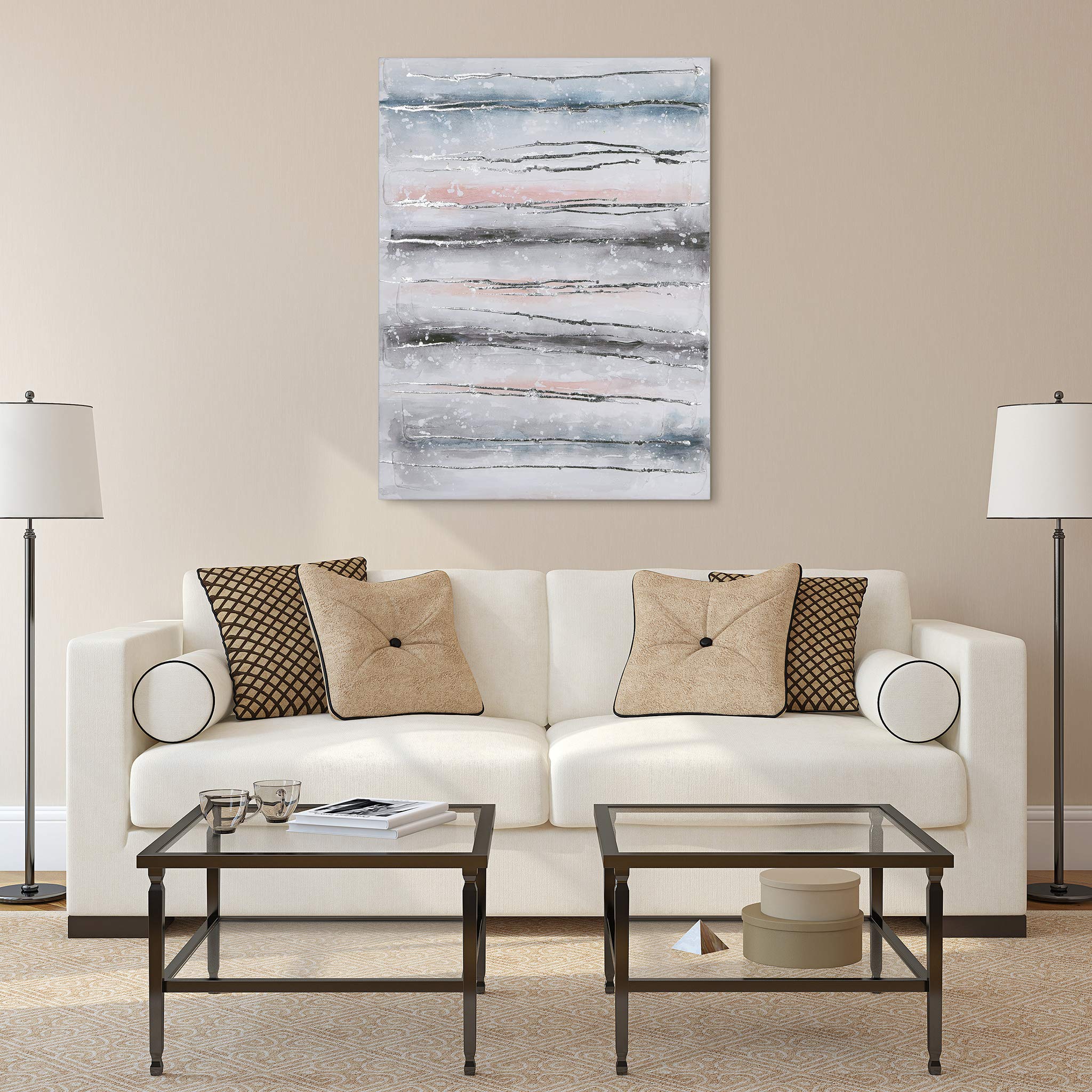 Martin Edwards Hand Painted Abstract Wall Art - Textured Blue Roads Canvas Painting 40x30 Inches, Unframed Modern Home Decor for Living Room, Bedroom & Office