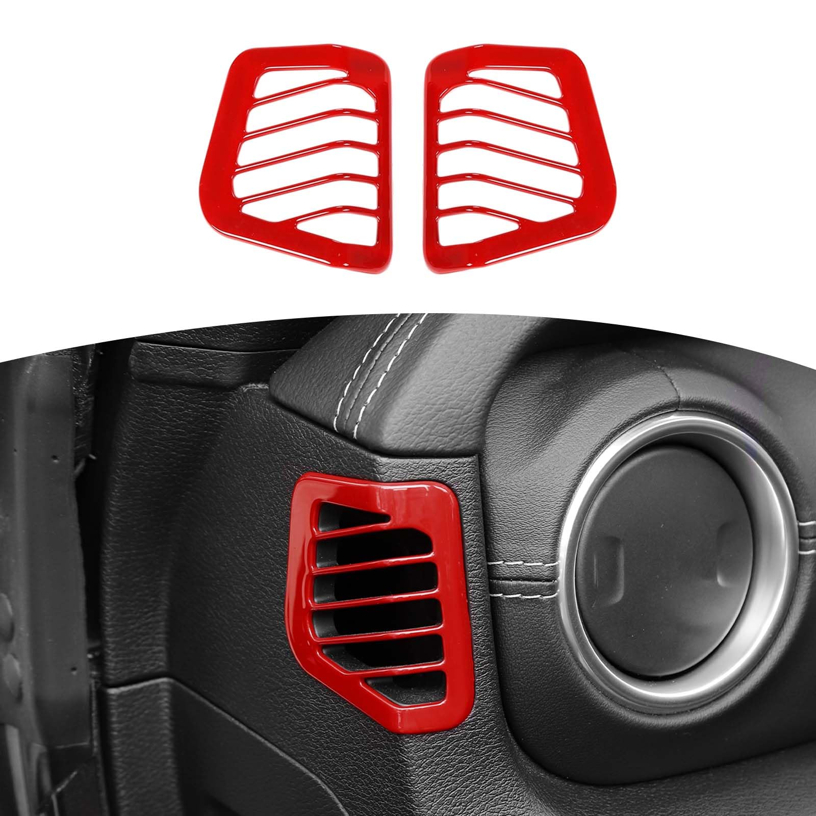 Jeep JL Dash Side Air Vent Trim Cover - Red Interior Accessories for Jeep Wrangler JL/JLU & Gladiator JT (2018-2023) - 2pcs - Perfect for Off-Roading & Interior Customization