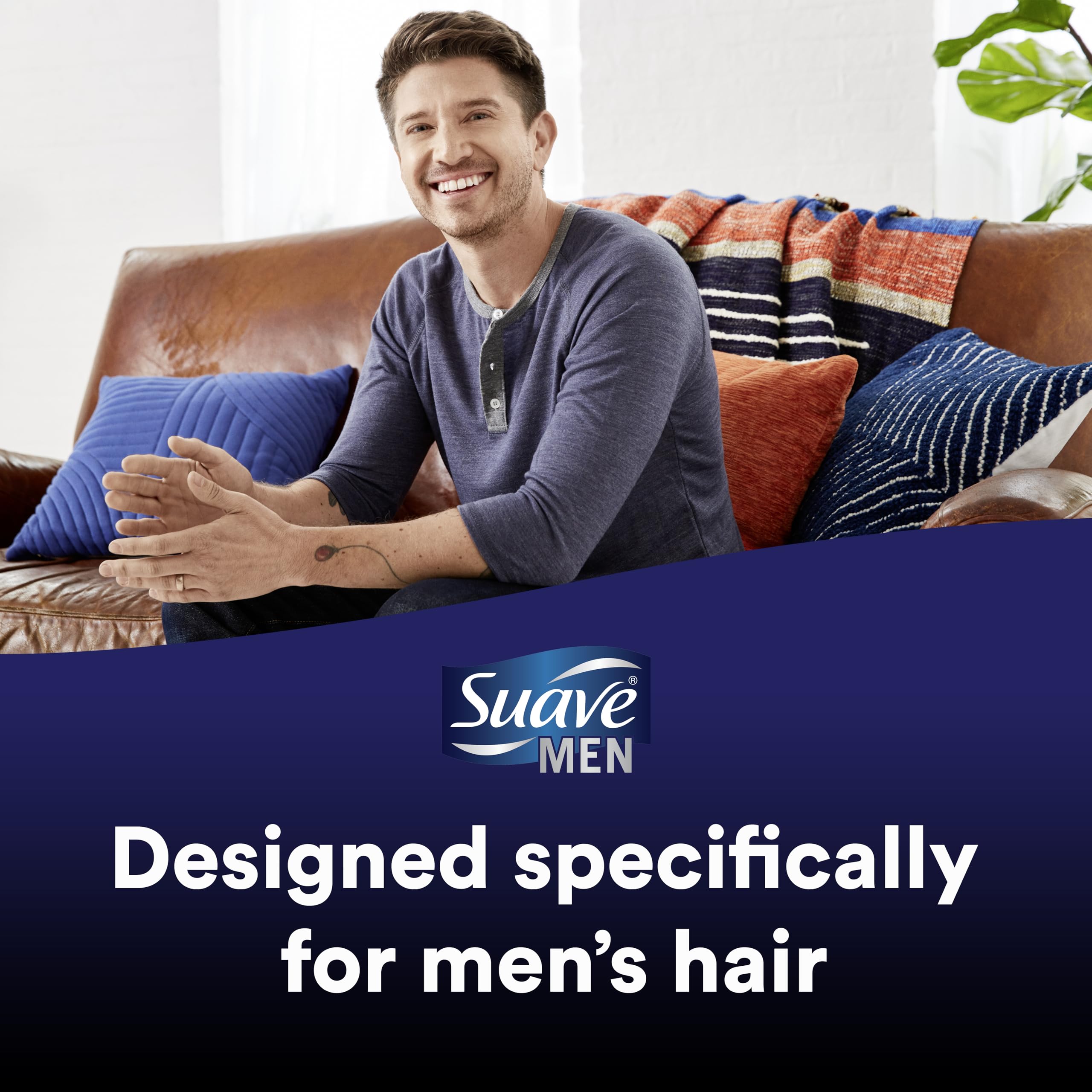 Suave Men 3-in-1 Shampoo Conditioner & Body Wash with Charcoal & Warm Ginger - 40 oz (Pack of 3) for Deep Cleansing & Nourishing Hair & Skin - Perfect for Gym, Travel & Daily Shower Routine