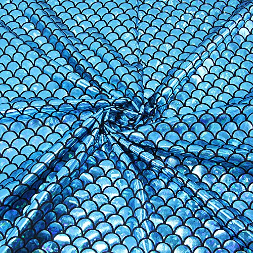 Mermaid Hologram Spandex Fabric Fish Scale Stretch Laser Knit Cloth 58