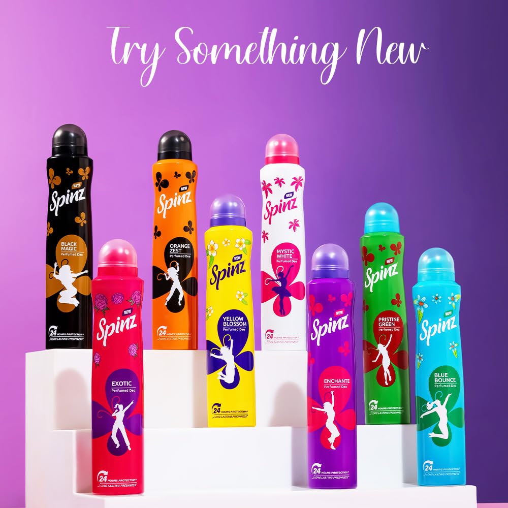 Spinz Enchante Perfumed Deodorant for Women - Long Lasting Freshness & 24-Hour Odor Protection with International Fragrances (200ml) - Perfect for Daily Use, Workouts & Travel