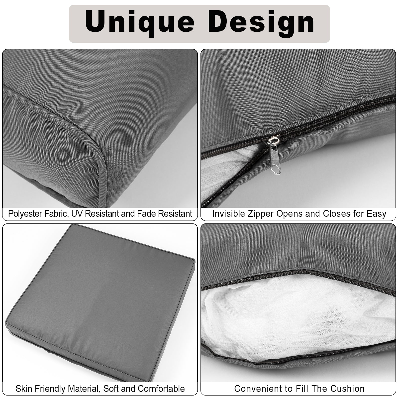 14-Piece Outdoor Patio Furniture Cushion Set - Waterproof Deep Seat Cushions with High-Density Sponge for Sectional Sofas - Replacement Covers (Grey) - Perfect for Backyard, Deck, Poolside & Garden Relaxation