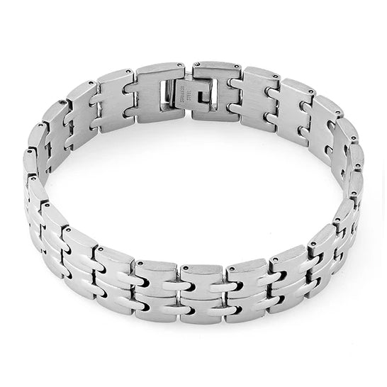 Premium Stainless Steel Groove Link Bracelet for Men & Women - Trendy Adjustable Chain Wristband for Casual, Office & Party Wear
