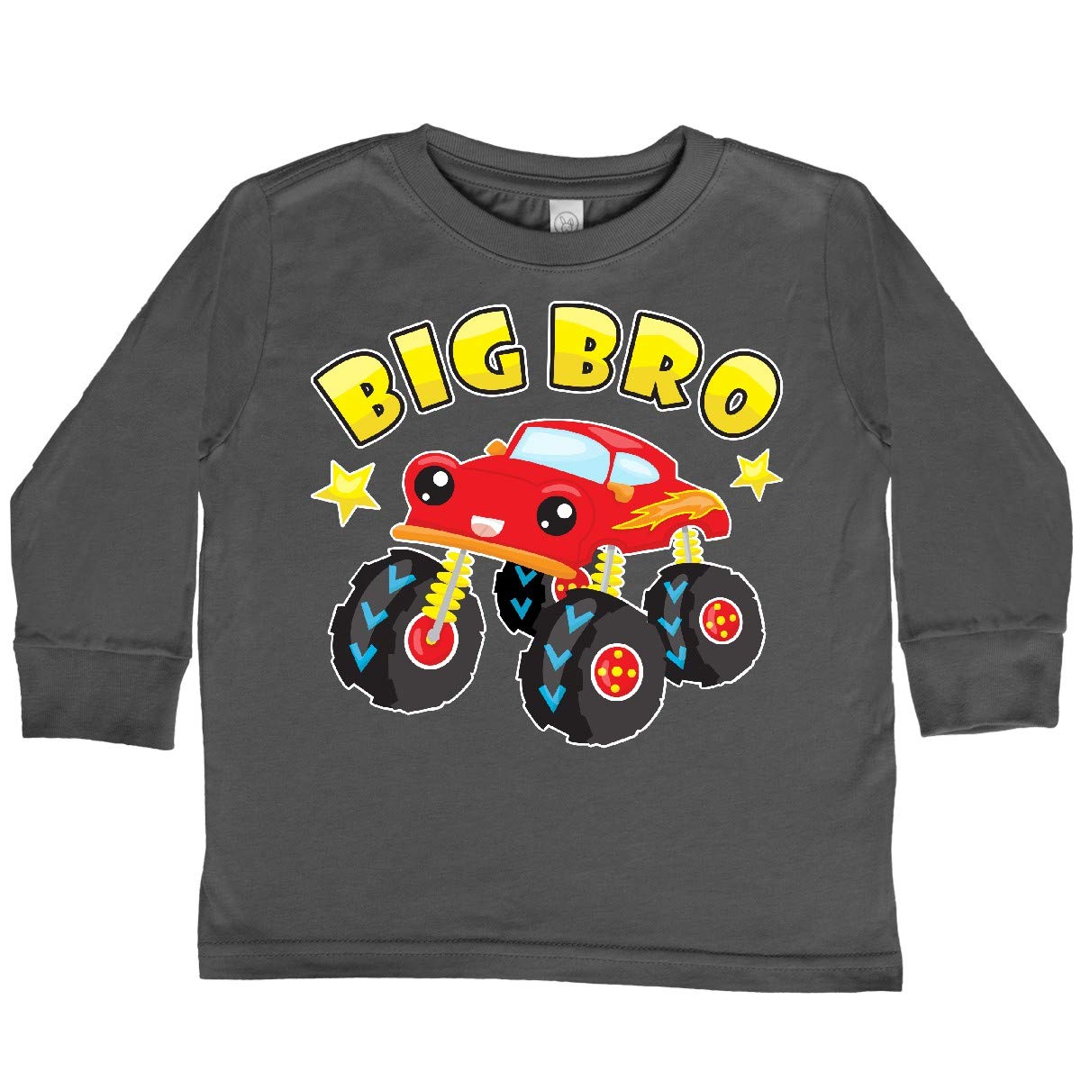 Inktastic Monster Truck Big Bro Toddler Long Sleeve T-Shirt - Cute Graphic Tee for Toddler Boys, Soft Cotton Playwear for Siblings & Truck Lovers, Perfect for Playdates, Birthday Gifts & Family Photos