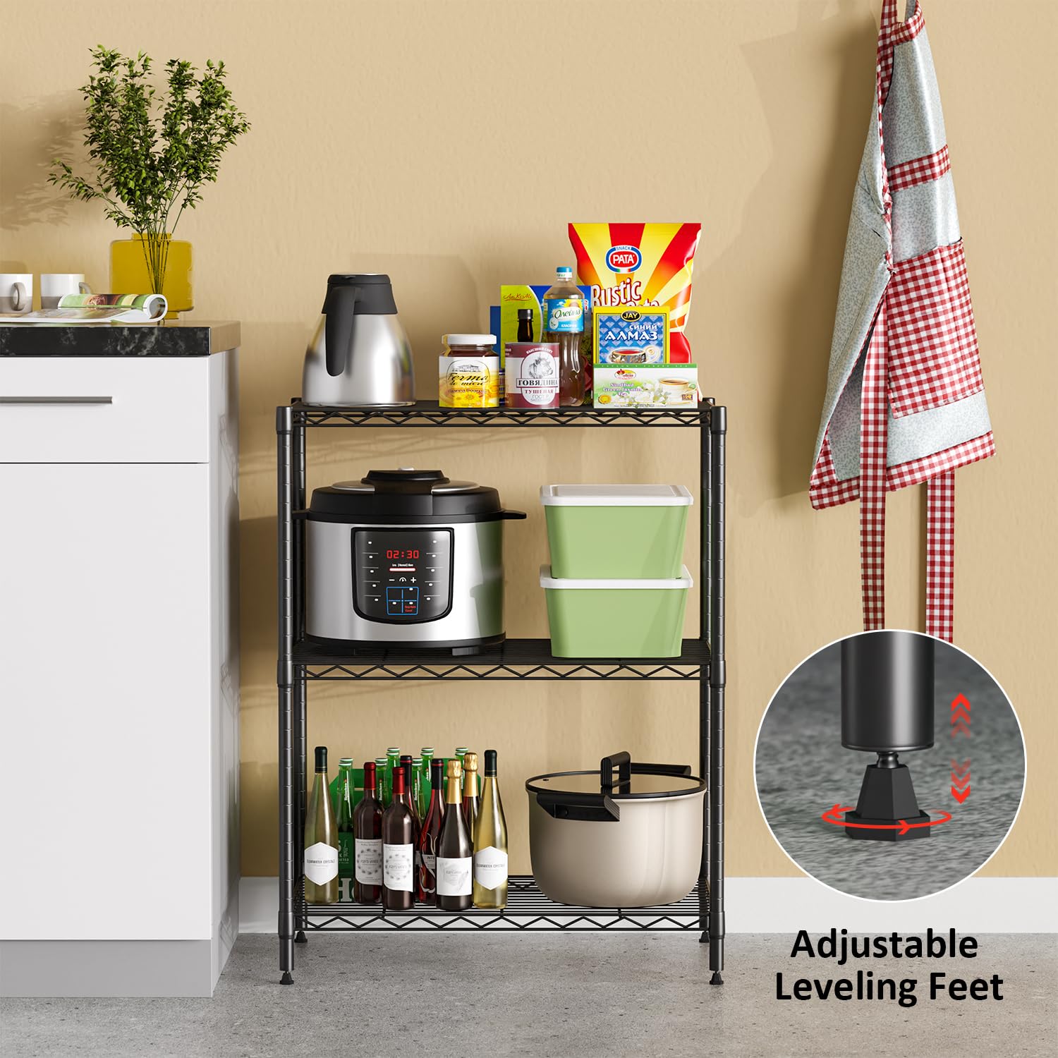 FDW 3-Tier Adjustable Metal Storage Shelves - 13