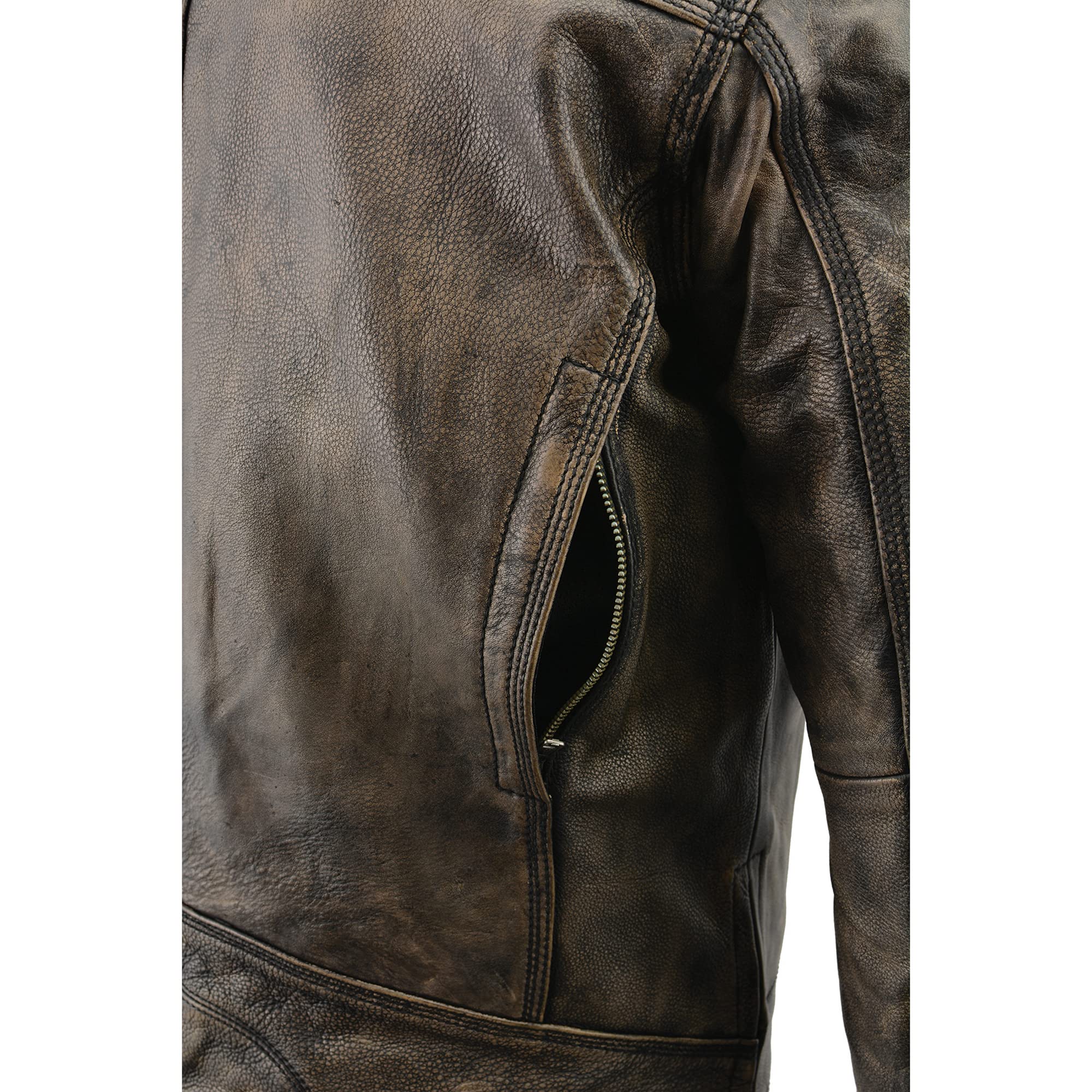 Milwaukee Leather Men's Distressed Brown Motorcycle Jacket with Venting - Premium Biker Jacket for Riding Comfort & Style - Ideal for Cruising, Commuting & Motorcycle Enthusiasts