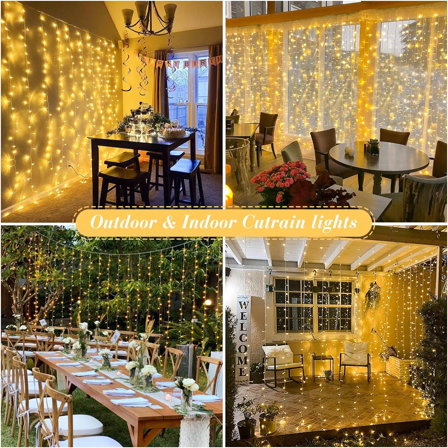 JMEXSUSS 900LED Outdoor Christmas Curtain Lights - 9.5x29.5ft Waterproof String Lights with Remote Control, Warm White Plug-in Hanging Lights for Wedding, Bedroom, Wall Decor, Camping & Holiday Party Backdrop