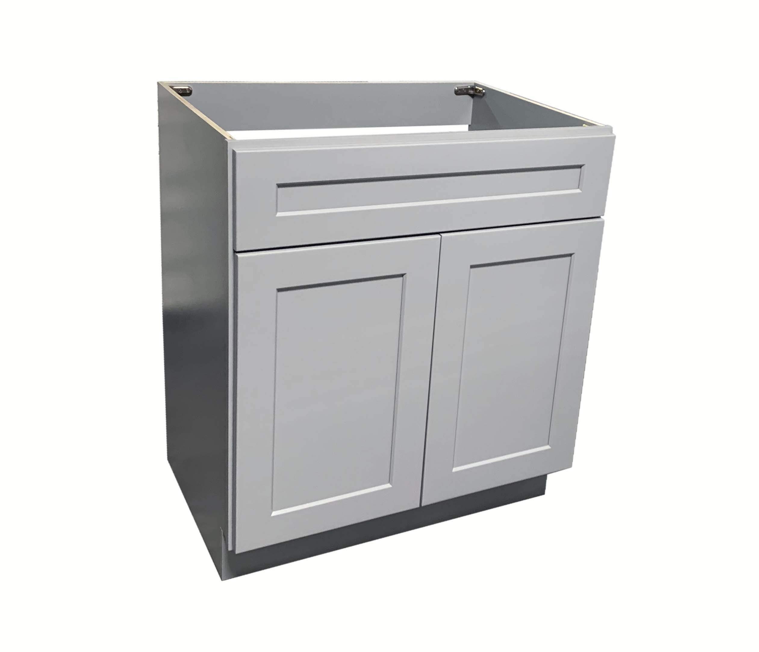 LGS-V2421 Light Grey Shaker Single-Sink Bathroom Vanity Base Cabinet 24x21x34.5 Inches - Modern Bathroom Storage for Small Spaces & Powder Rooms