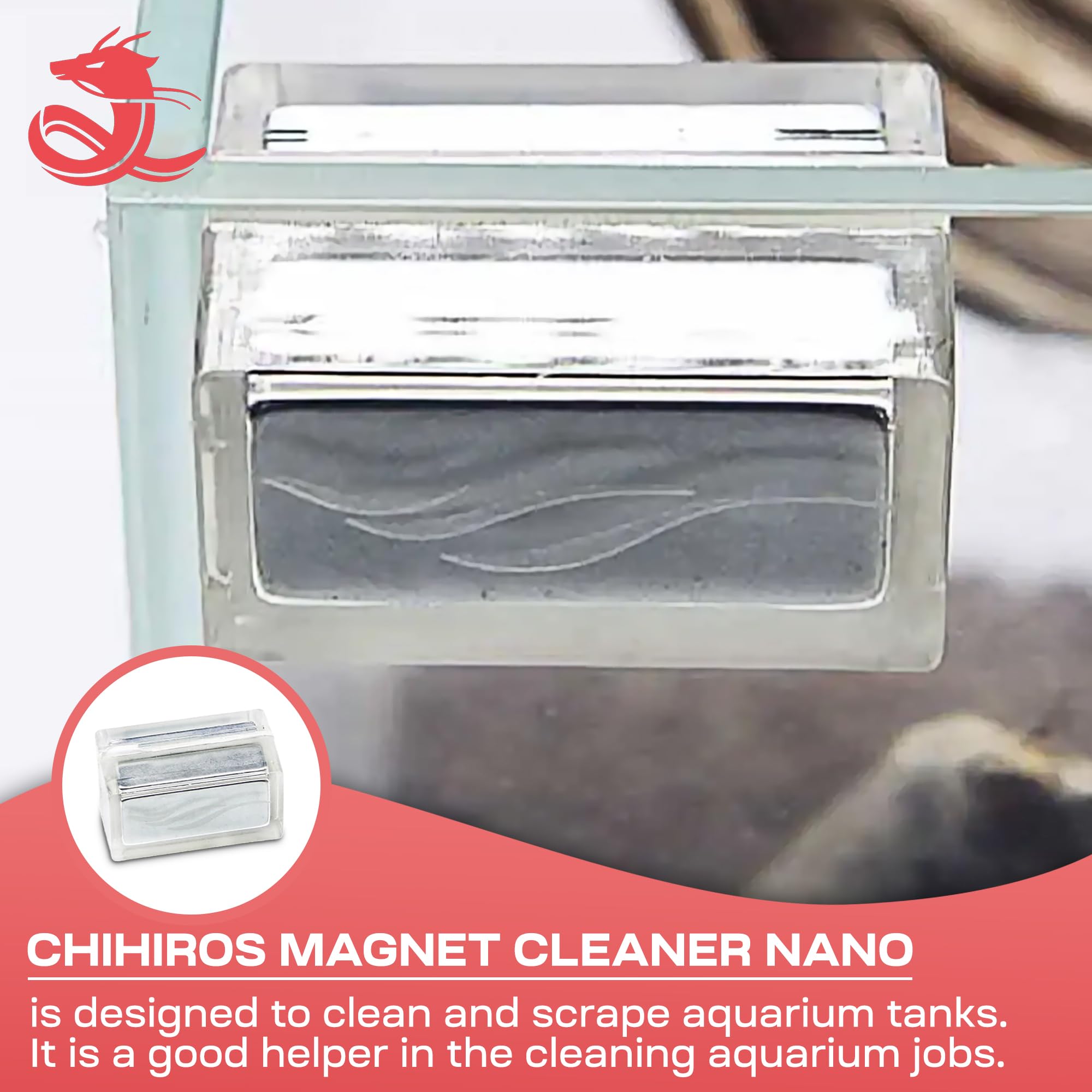 Chihiros Magnetic Aquarium Cleaner for 8-10mm Thick Glass Tanks - Non-Slip & Scratch-Free Fish Tank Glass Cleaner with Floating Design - Professional Aquarium Cleaning Tool for Nano Reef & Planted Tanks - Perfect for Home, Office or Pet Store Aquarium Maintenance